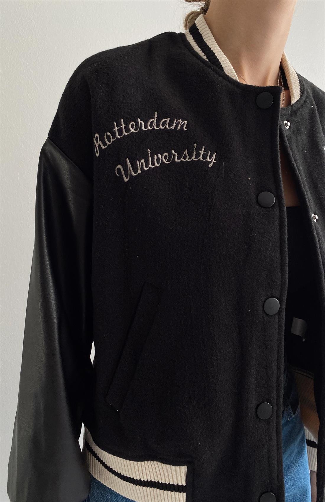 College Bomber Ceket SİYAH