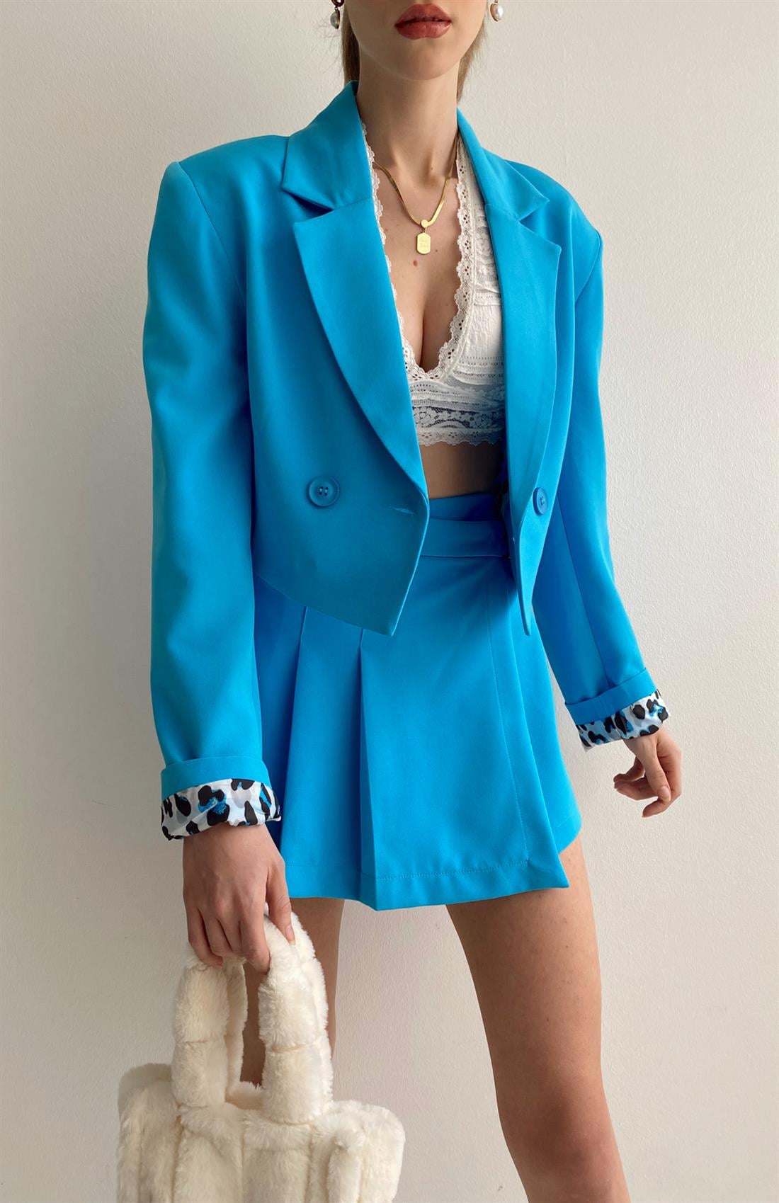 Crop Ceket MAVİ