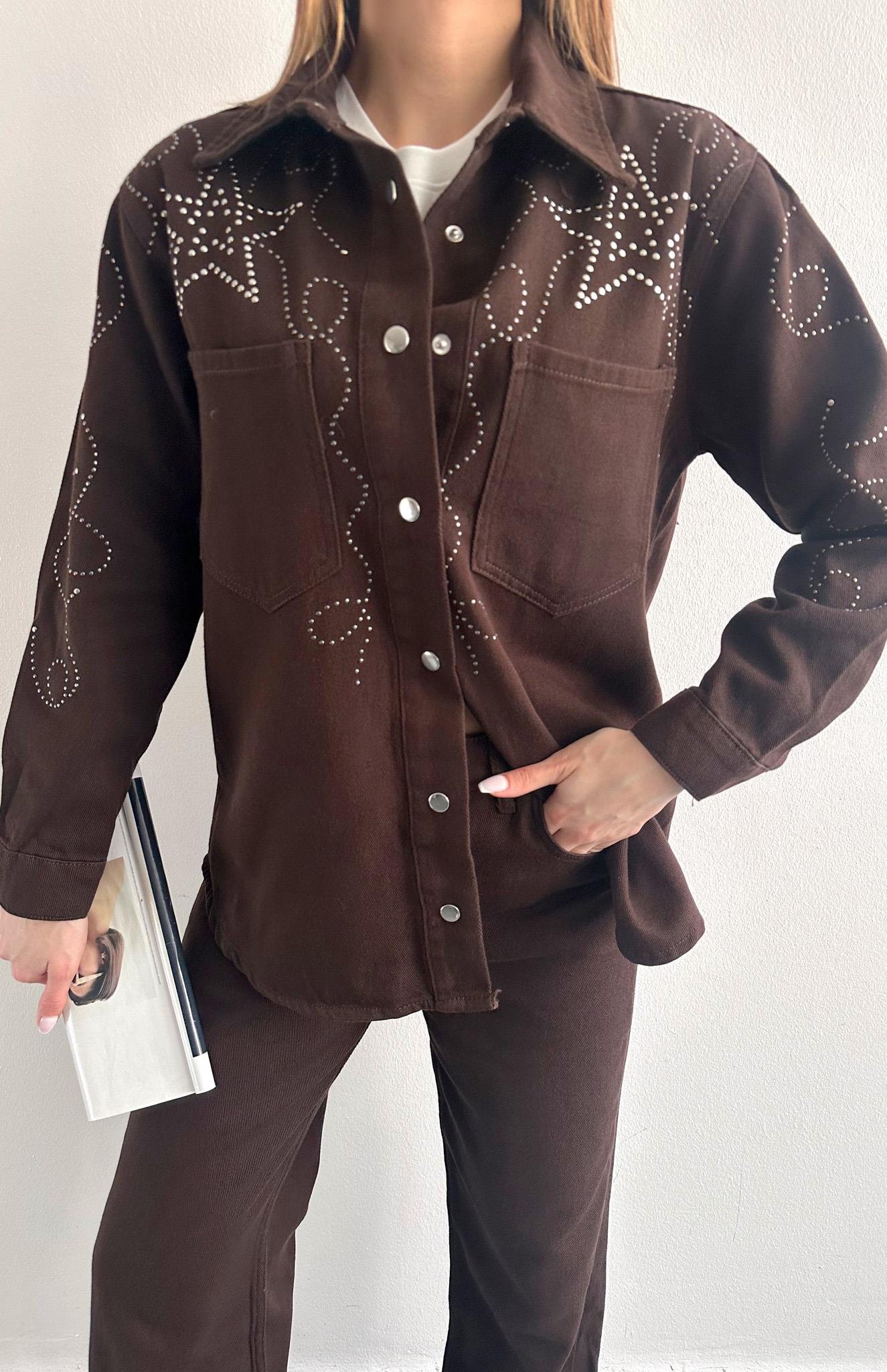 Droplu Gabardin Ceket KAHVERENGİ