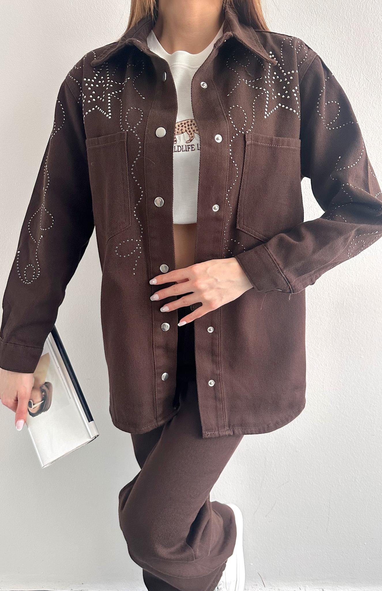 Droplu Gabardin Ceket KAHVERENGİ