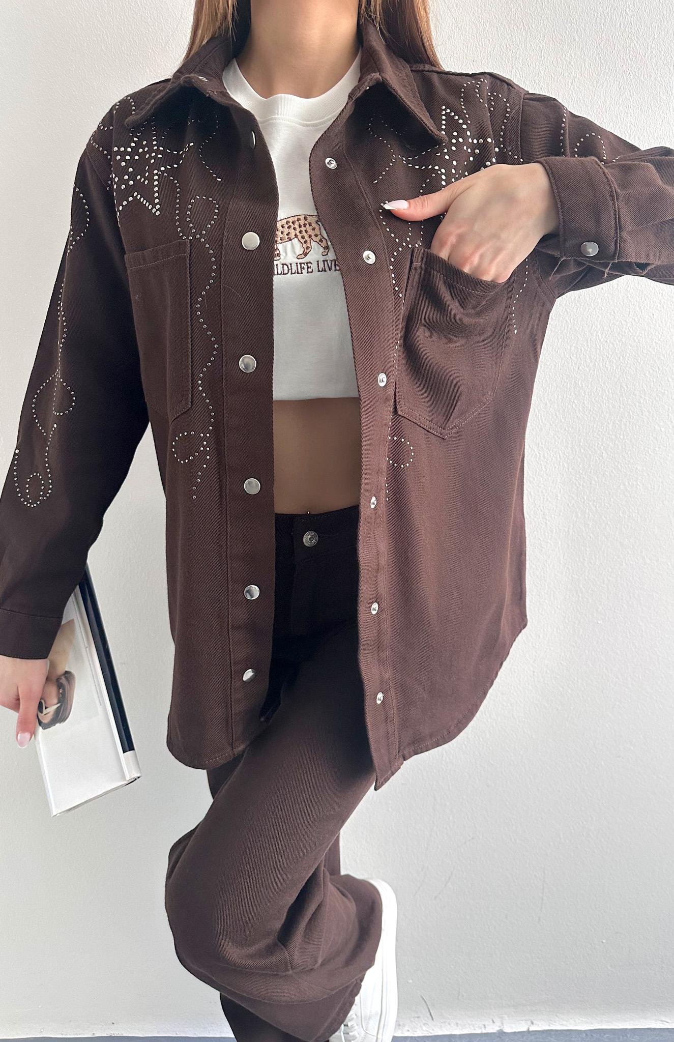 Droplu Gabardin Ceket KAHVERENGİ