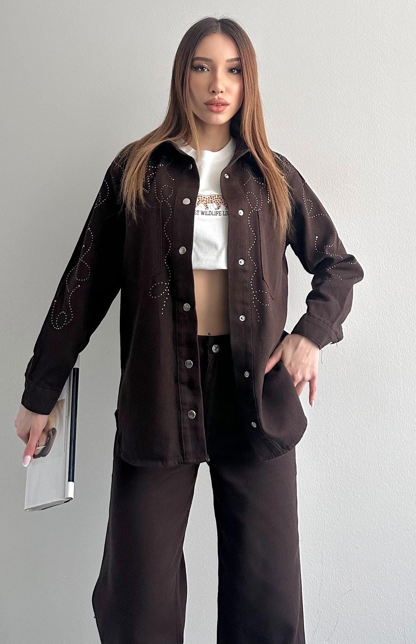 Droplu Gabardin Ceket KAHVERENGİ