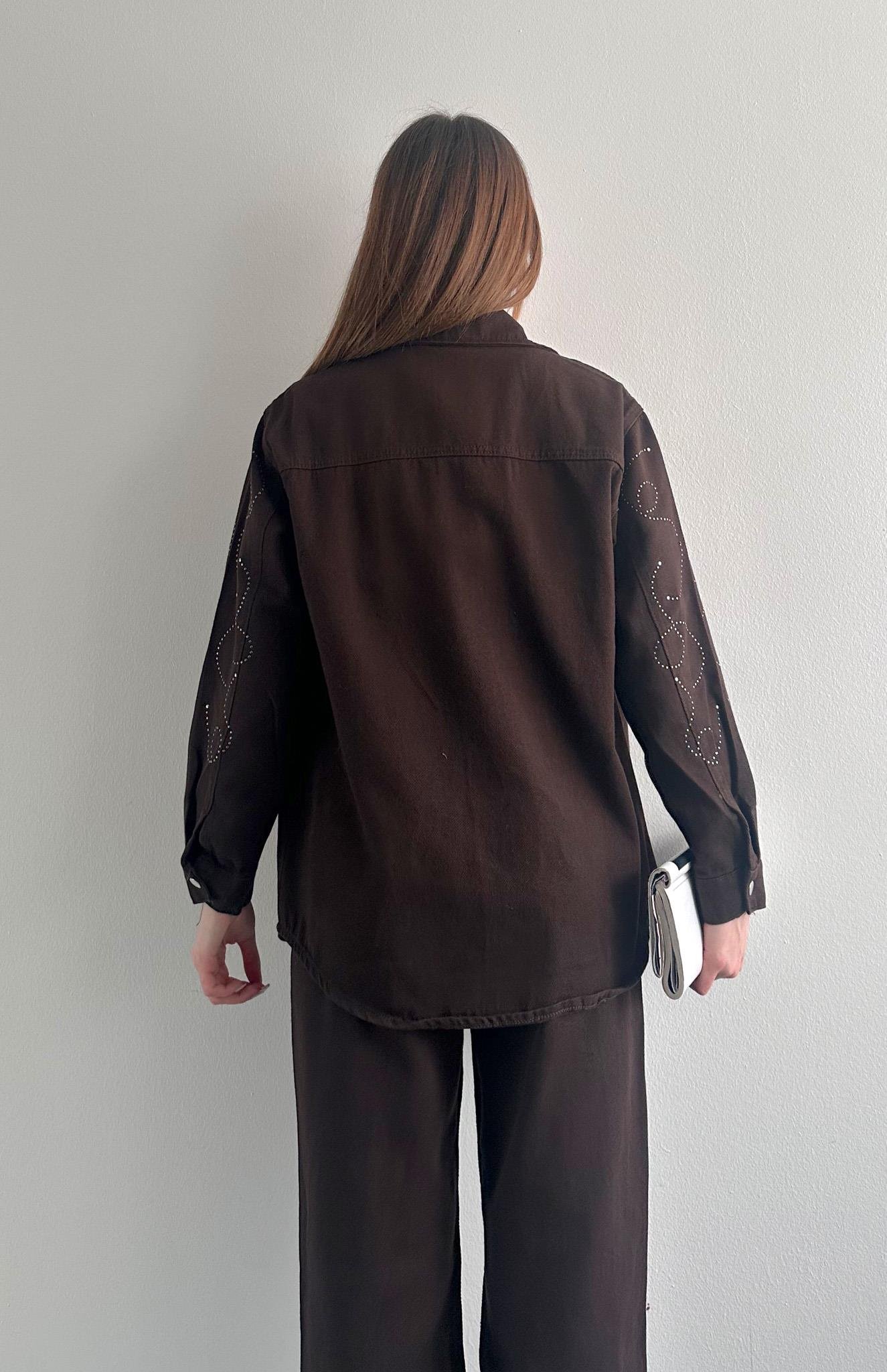 Droplu Gabardin Ceket KAHVERENGİ