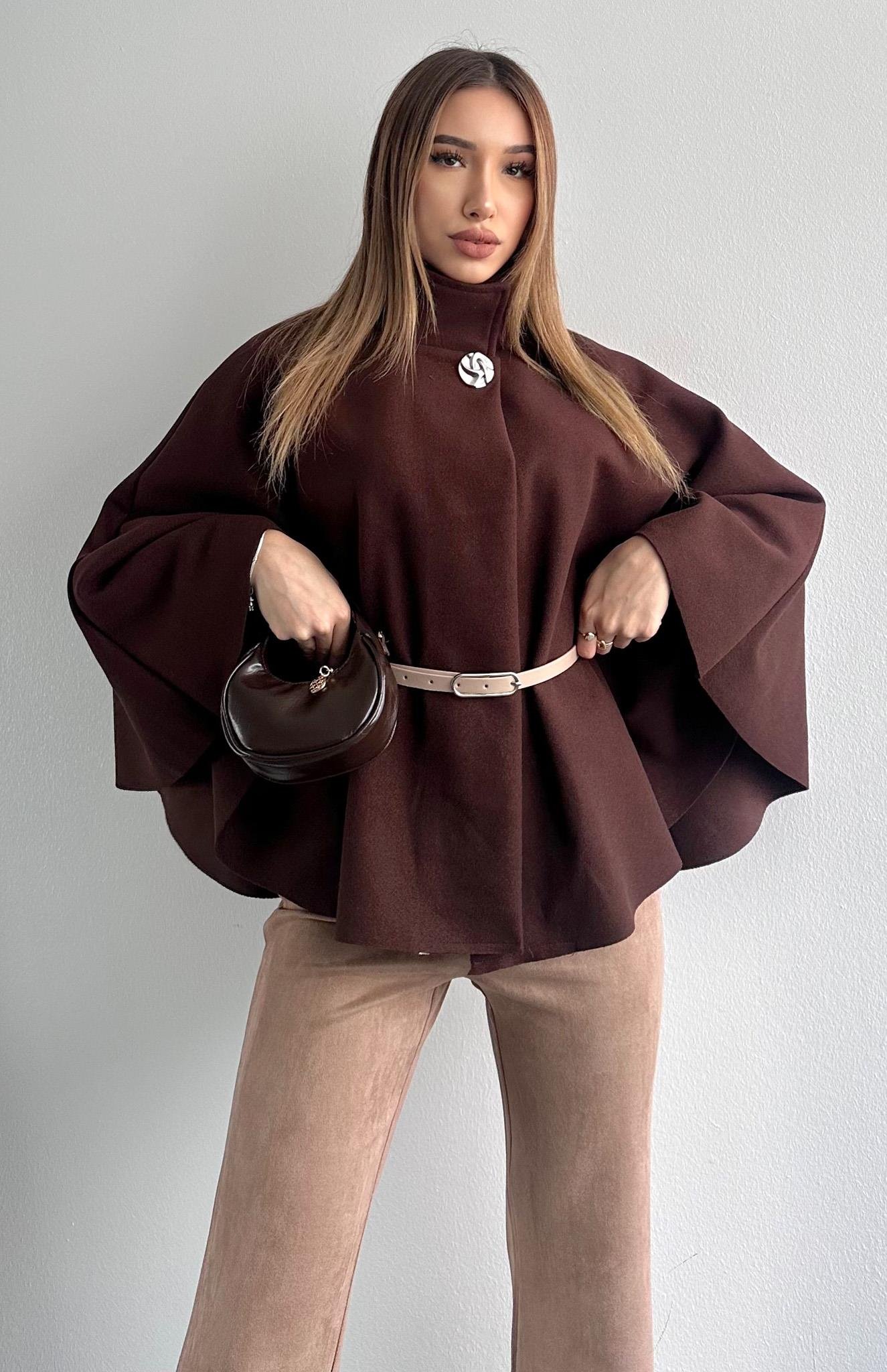 Kemerli Panço Ceket KOYU KAHVE