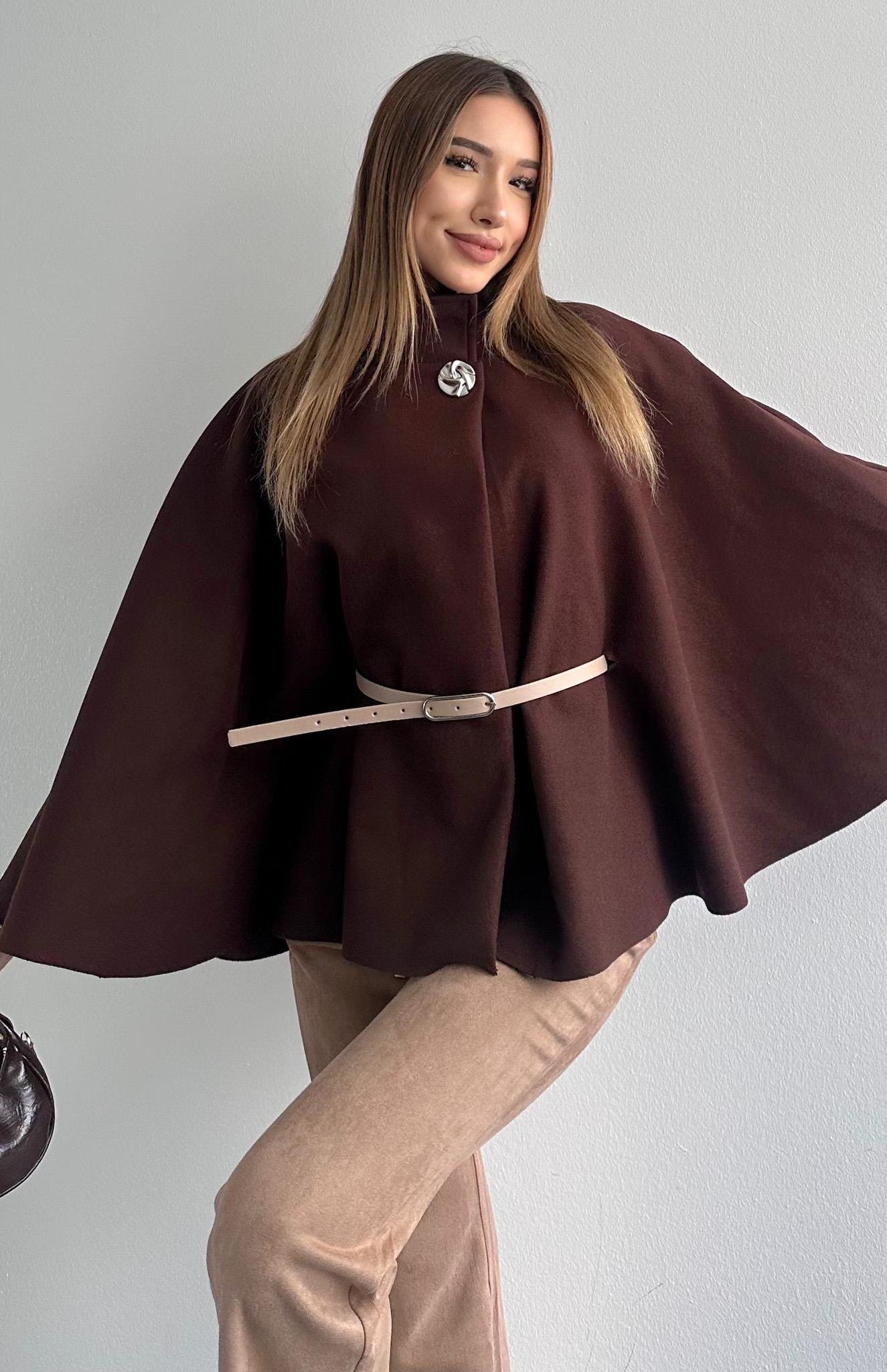 Kemerli Panço Ceket KOYU KAHVE