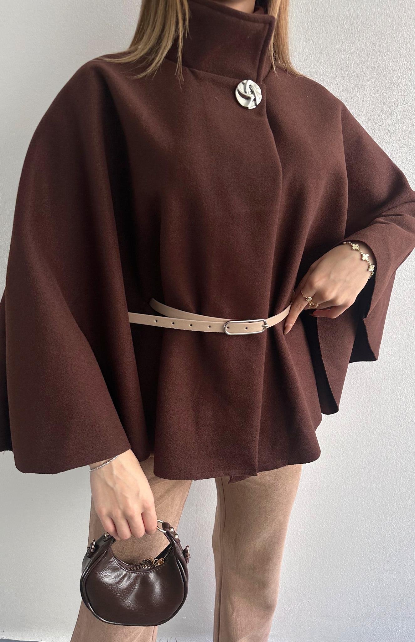 Kemerli Panço Ceket KOYU KAHVE