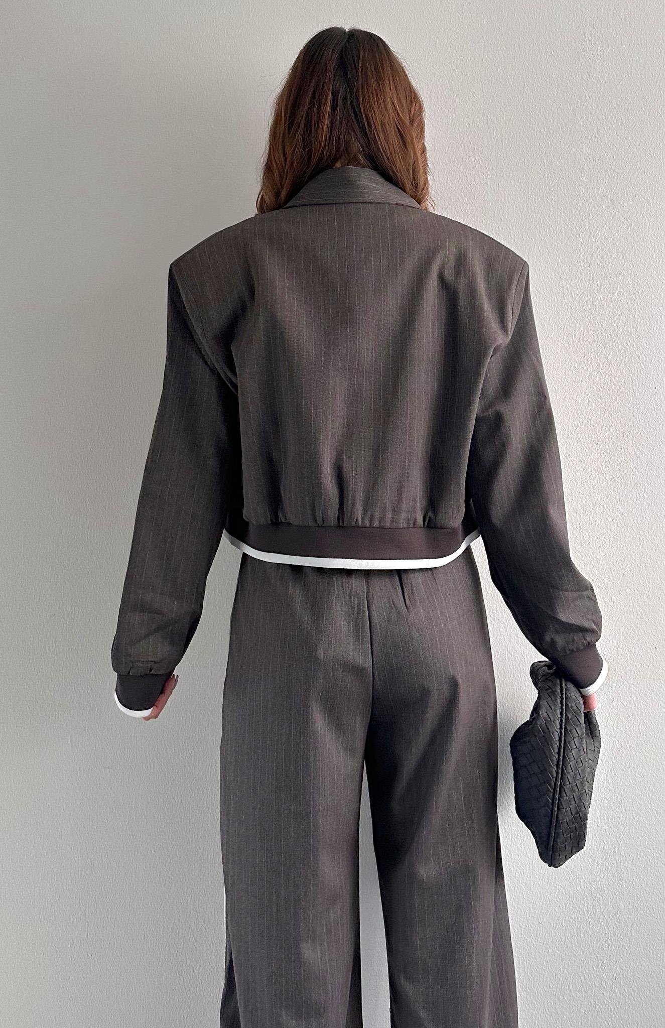 Kontrast Detaylı Bomber Ceket KAHVERENGİ