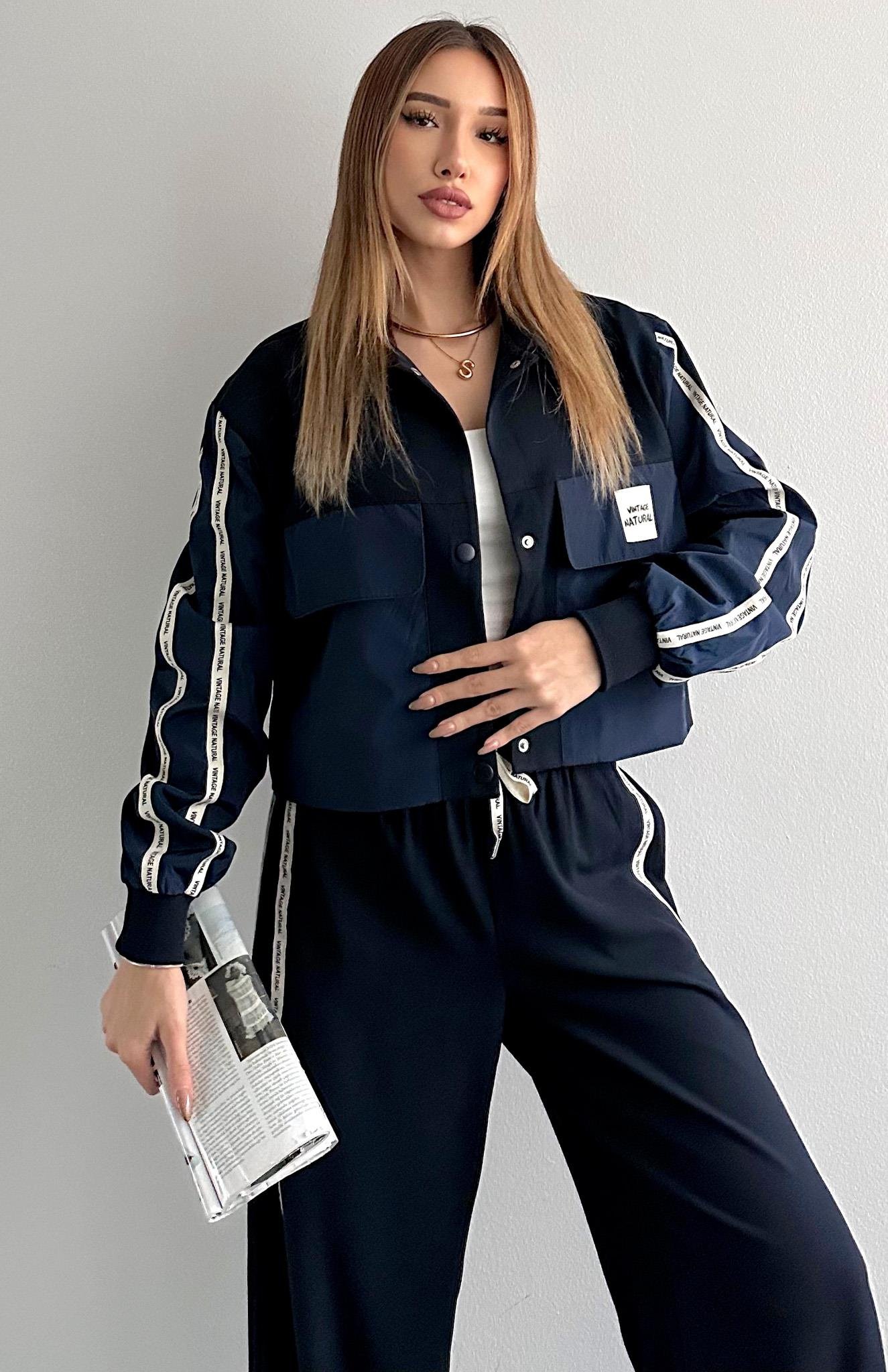 Kumaş Matchli Etiket Detaylı Ceket LACİVERT