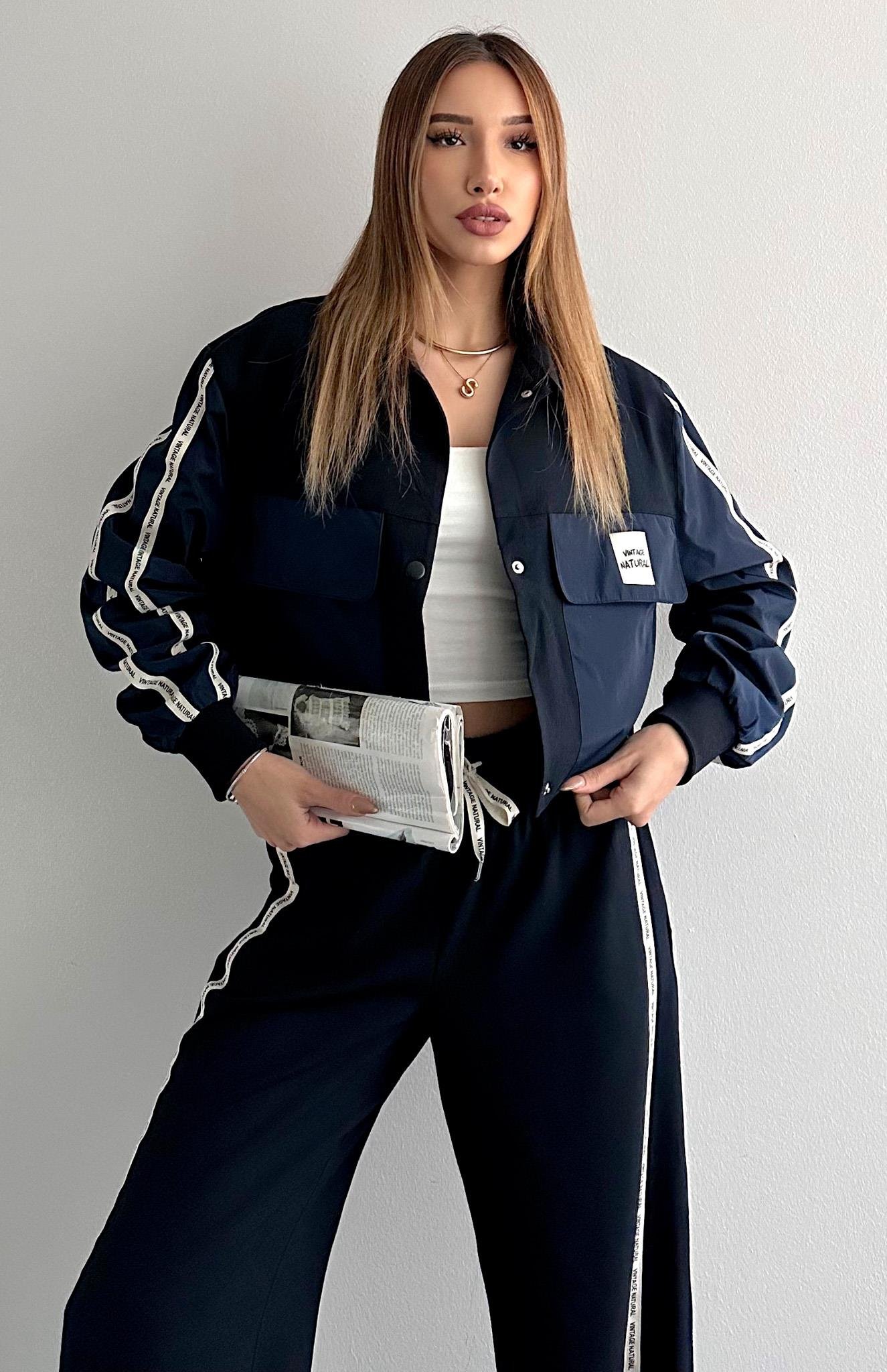 Kumaş Matchli Etiket Detaylı Ceket LACİVERT