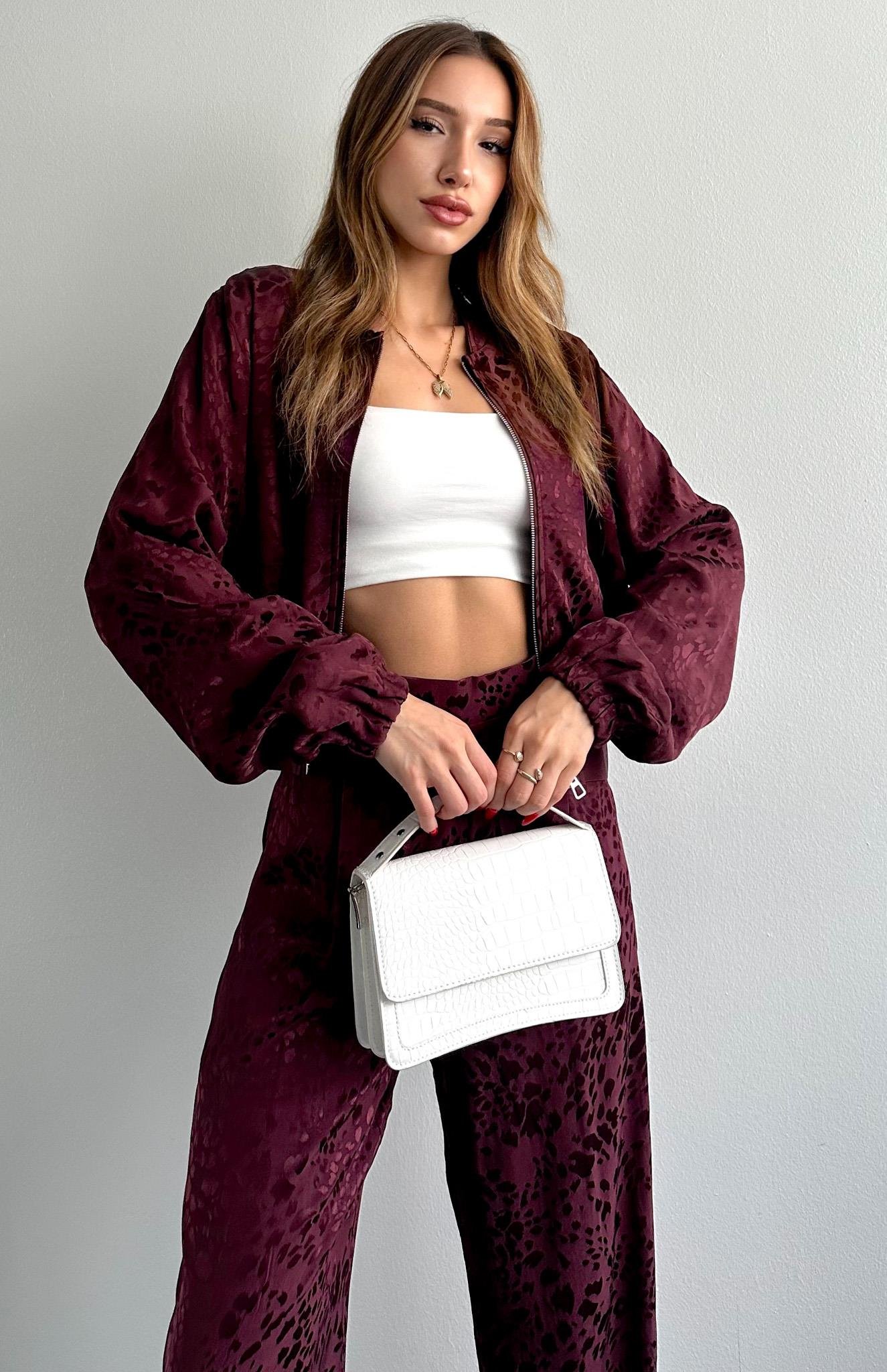 Lastik Detaylı Bomber Ceket BORDO