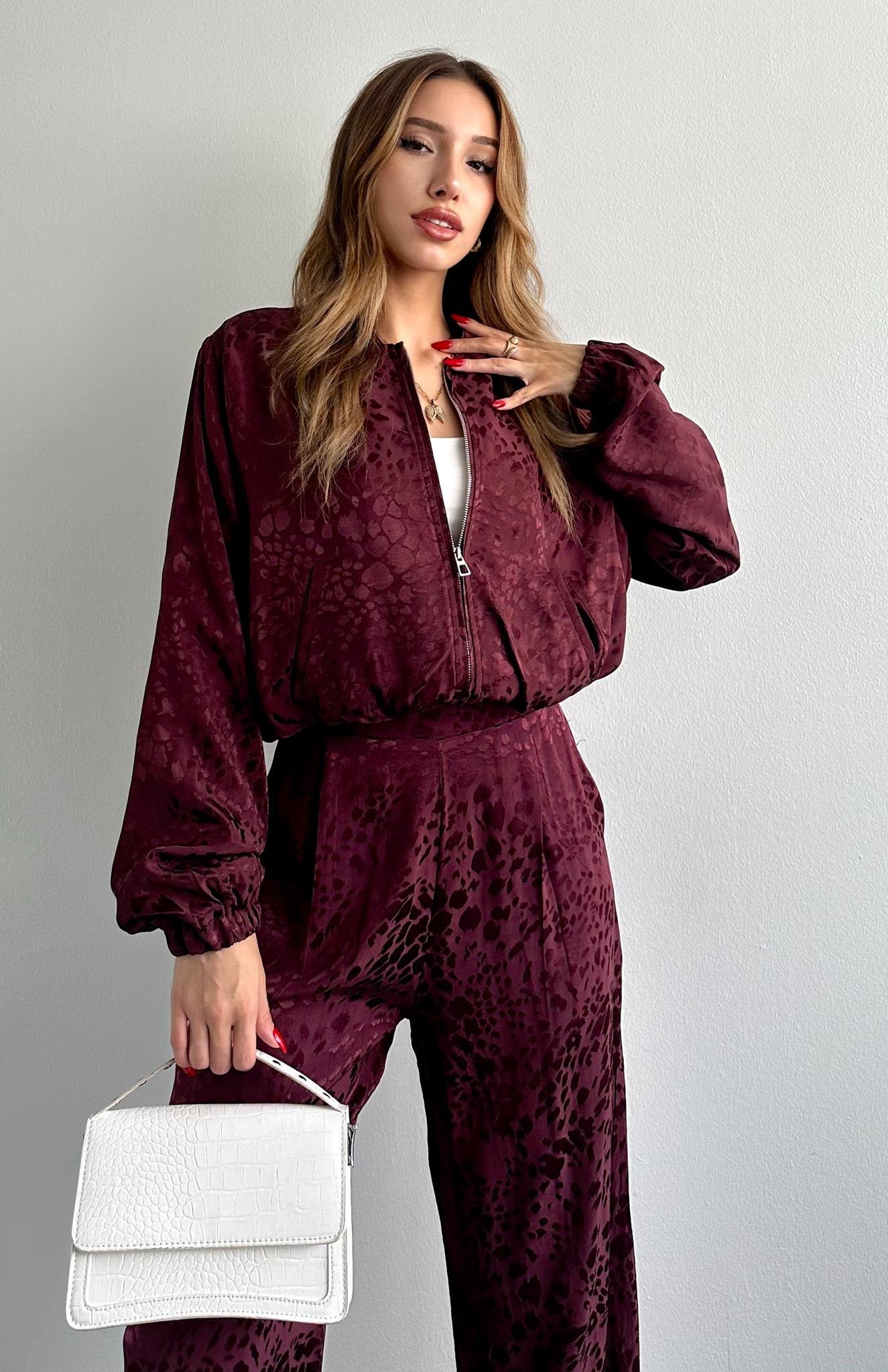 Lastik Detaylı Bomber Ceket BORDO