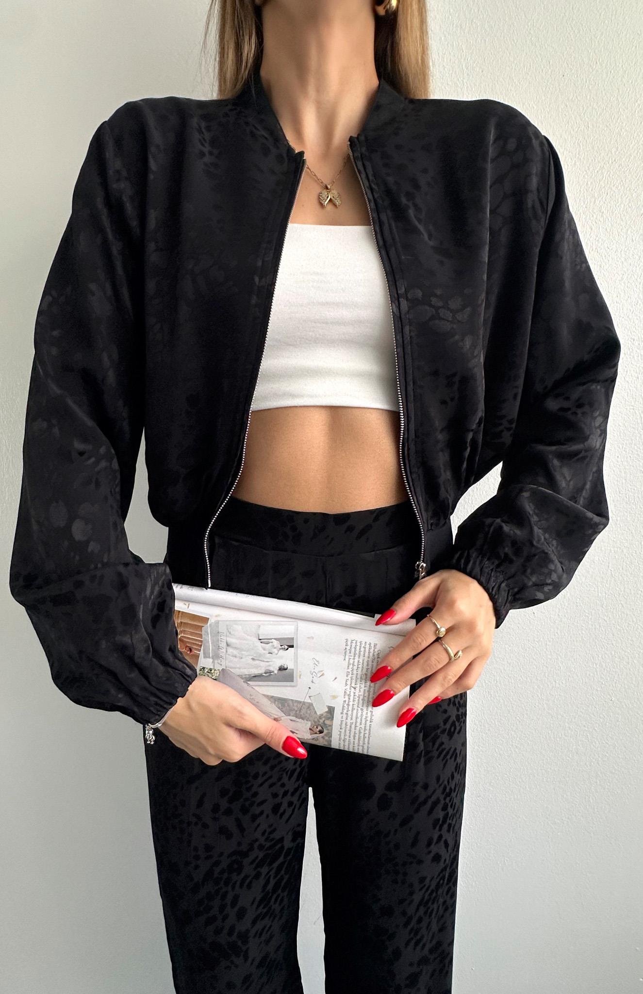 Lastik Detaylı Bomber Ceket SİYAH