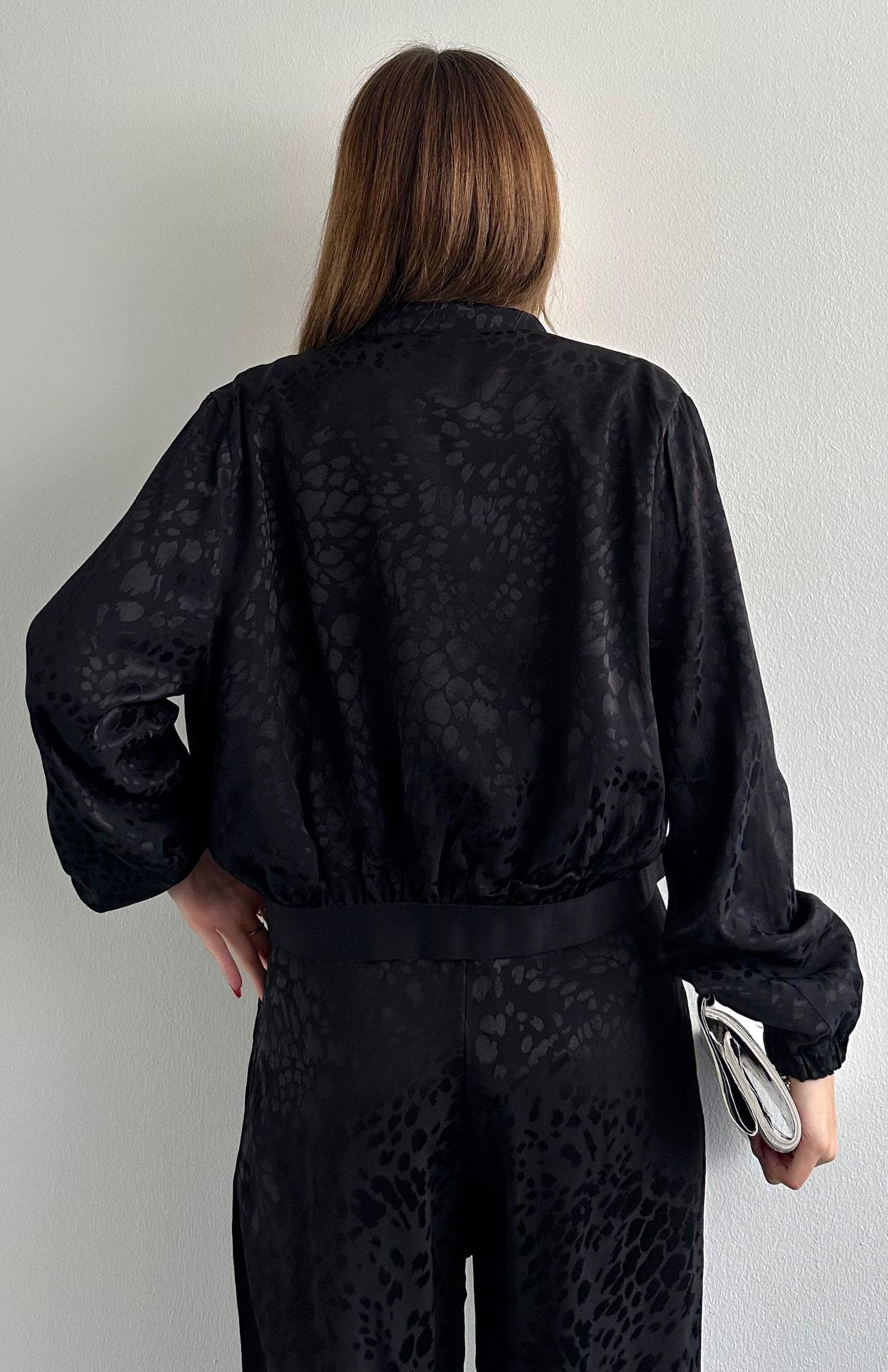 Lastik Detaylı Bomber Ceket SİYAH