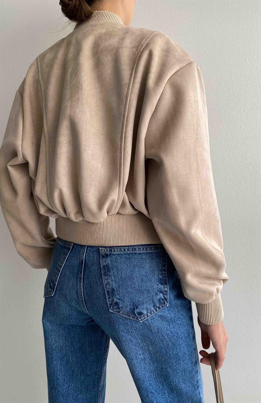 Nubuk Bomber Ceket BEJ