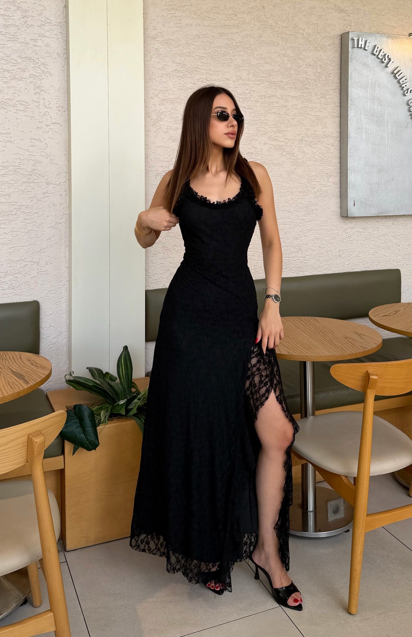 Dantelli Elbise SİYAH