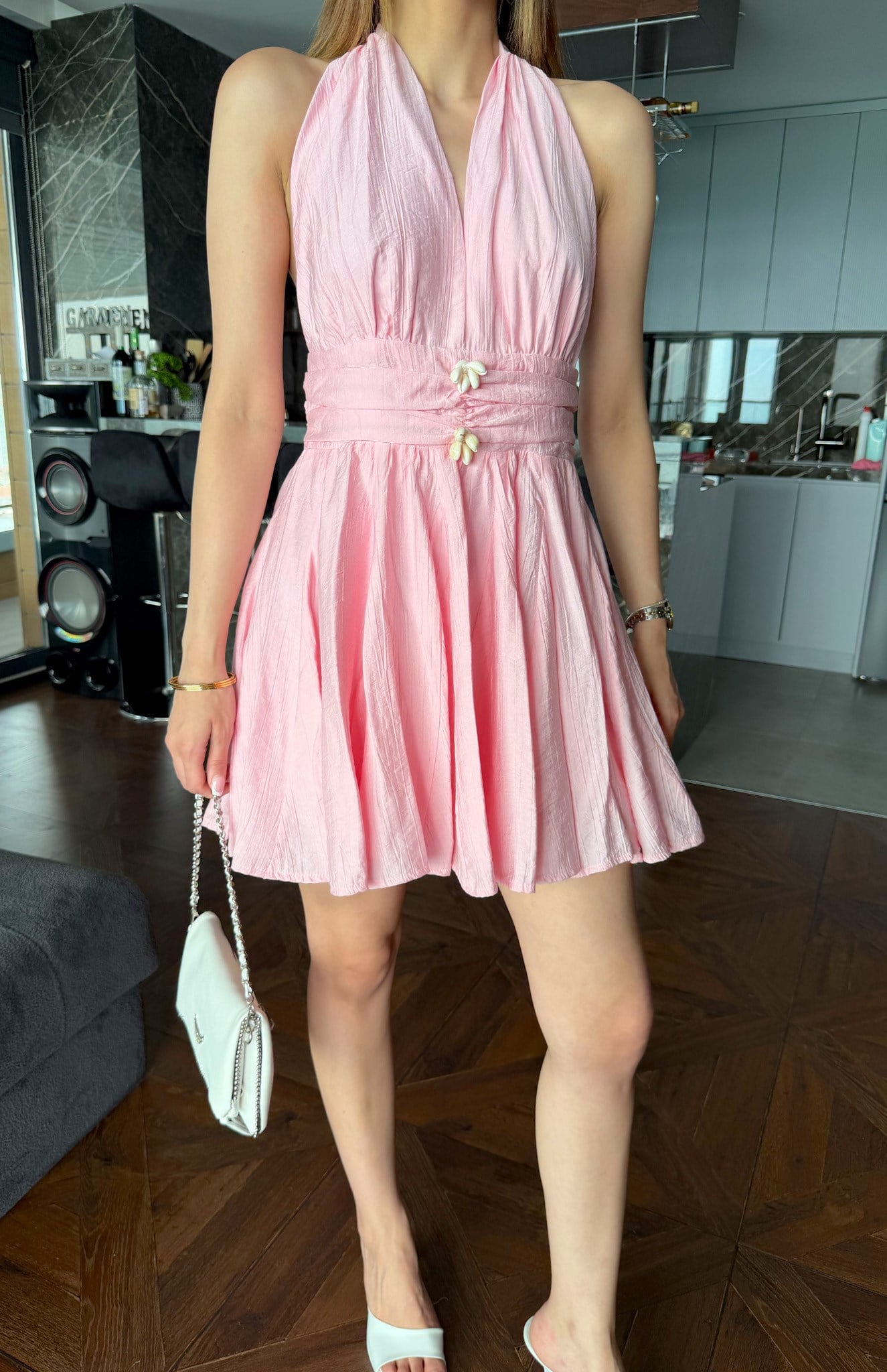 Gipeli Çilek Elbise PEMBE