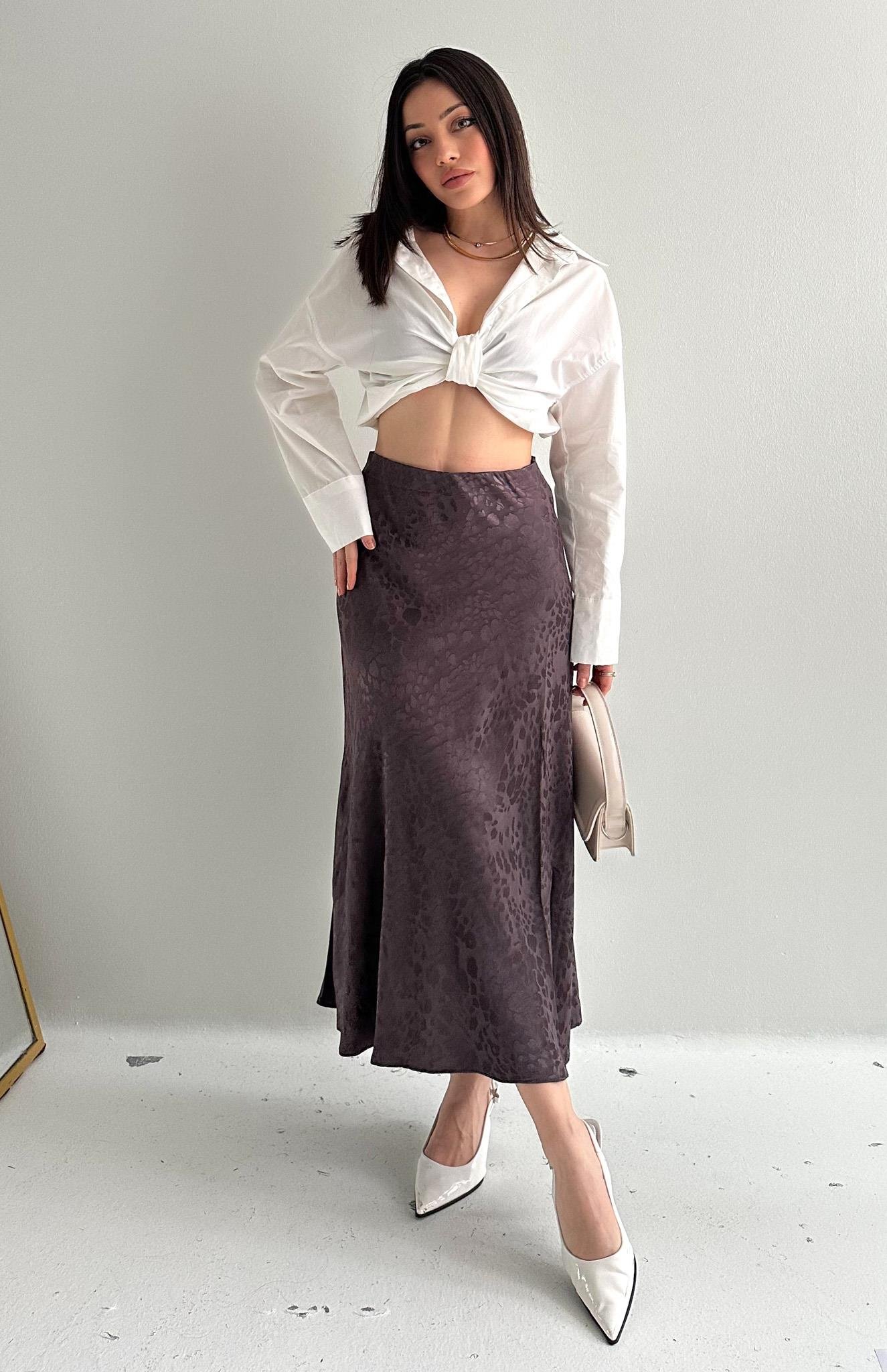 Leopar Desen Midboy Etek KAHVERENGİ