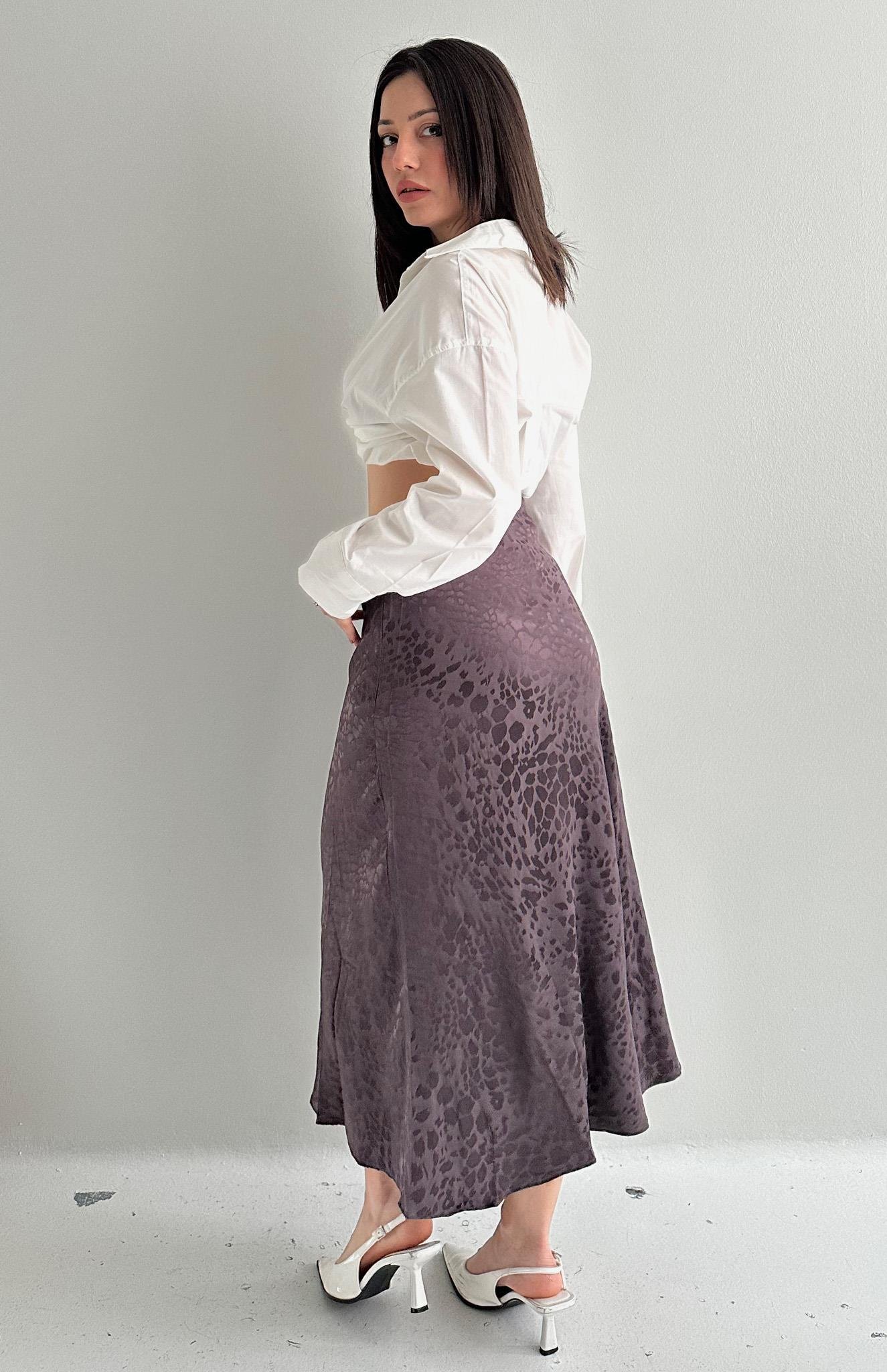 Leopar Desen Midboy Etek KAHVERENGİ