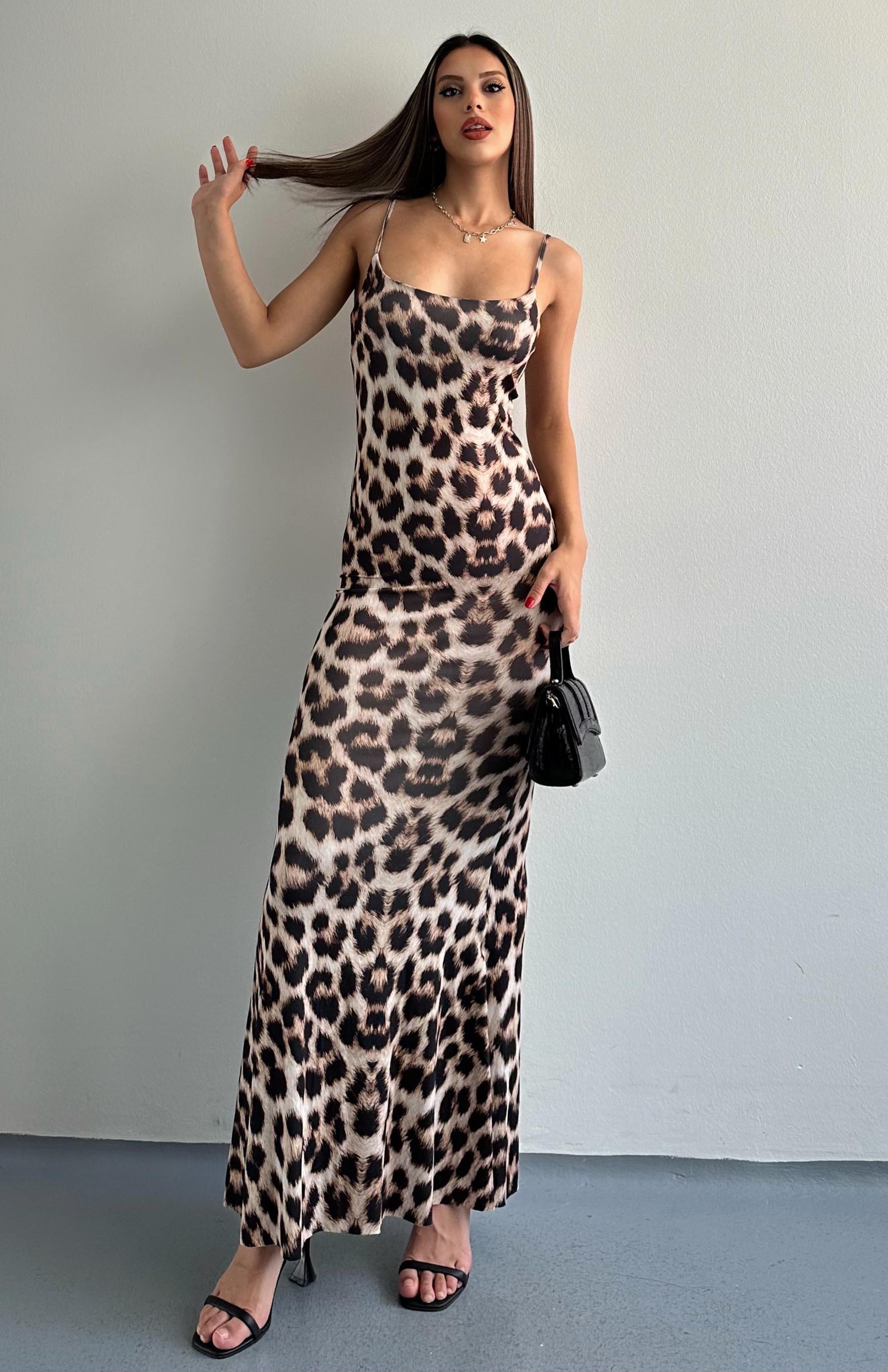 Leopar Desen Uzun Elbise LEOPAR