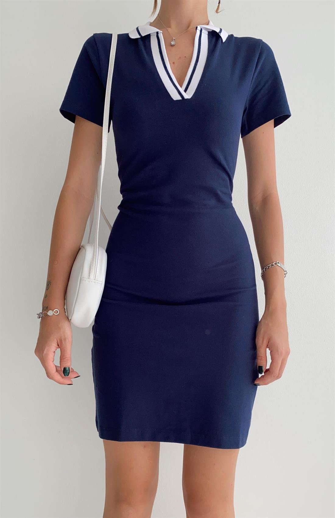 Polo Yaka Elbise LACİVERT