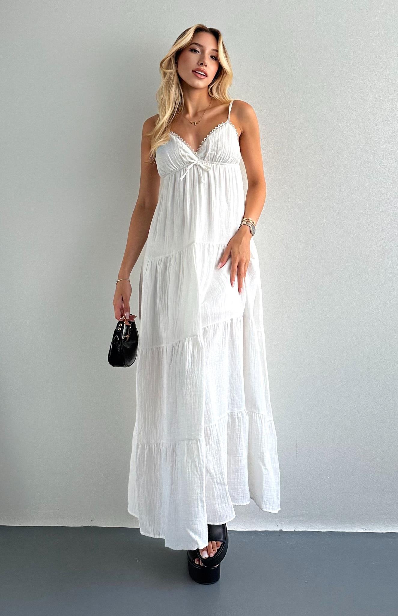 Robalı Askılı Uzun Elbise EKRU