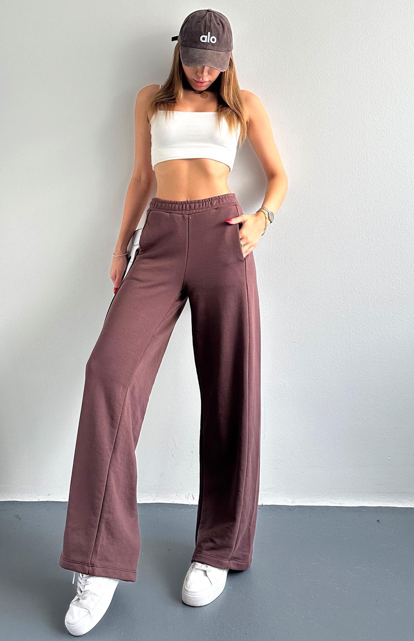 Beli Lastikli İspanyol Paça Eşofman KAHVERENGİ