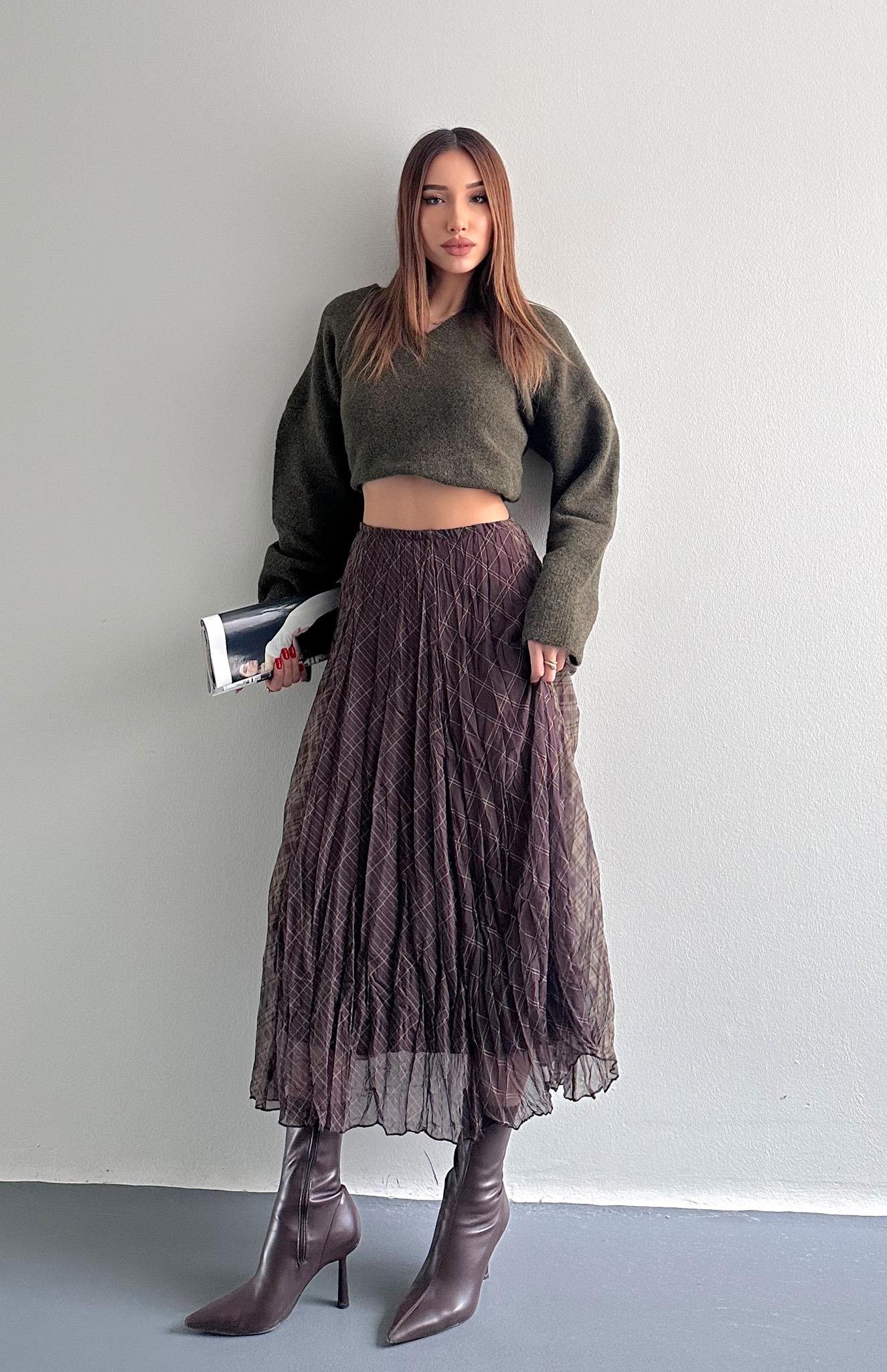 3 Renkli Etek YEŞİL