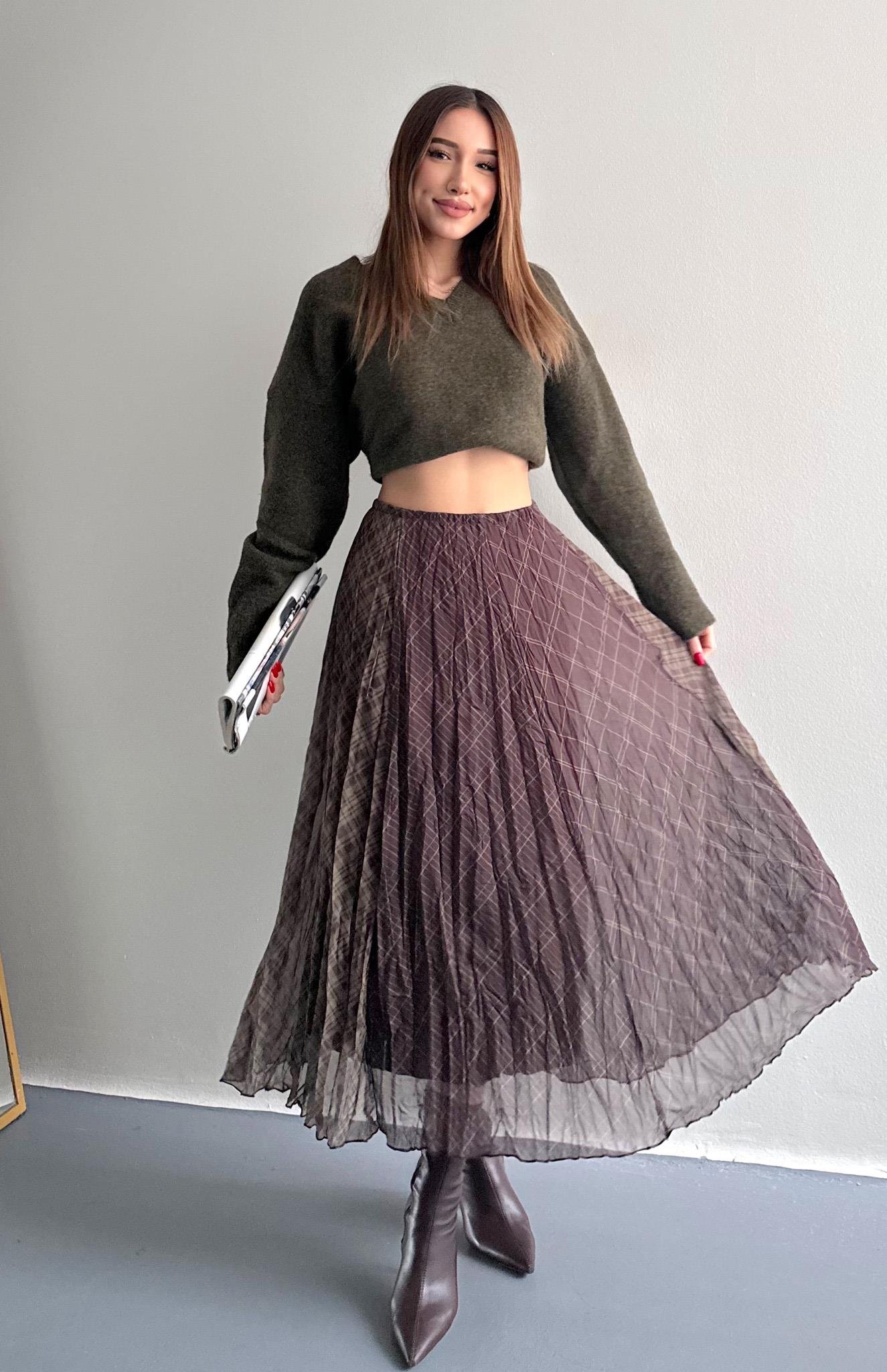 3 Renkli Etek YEŞİL