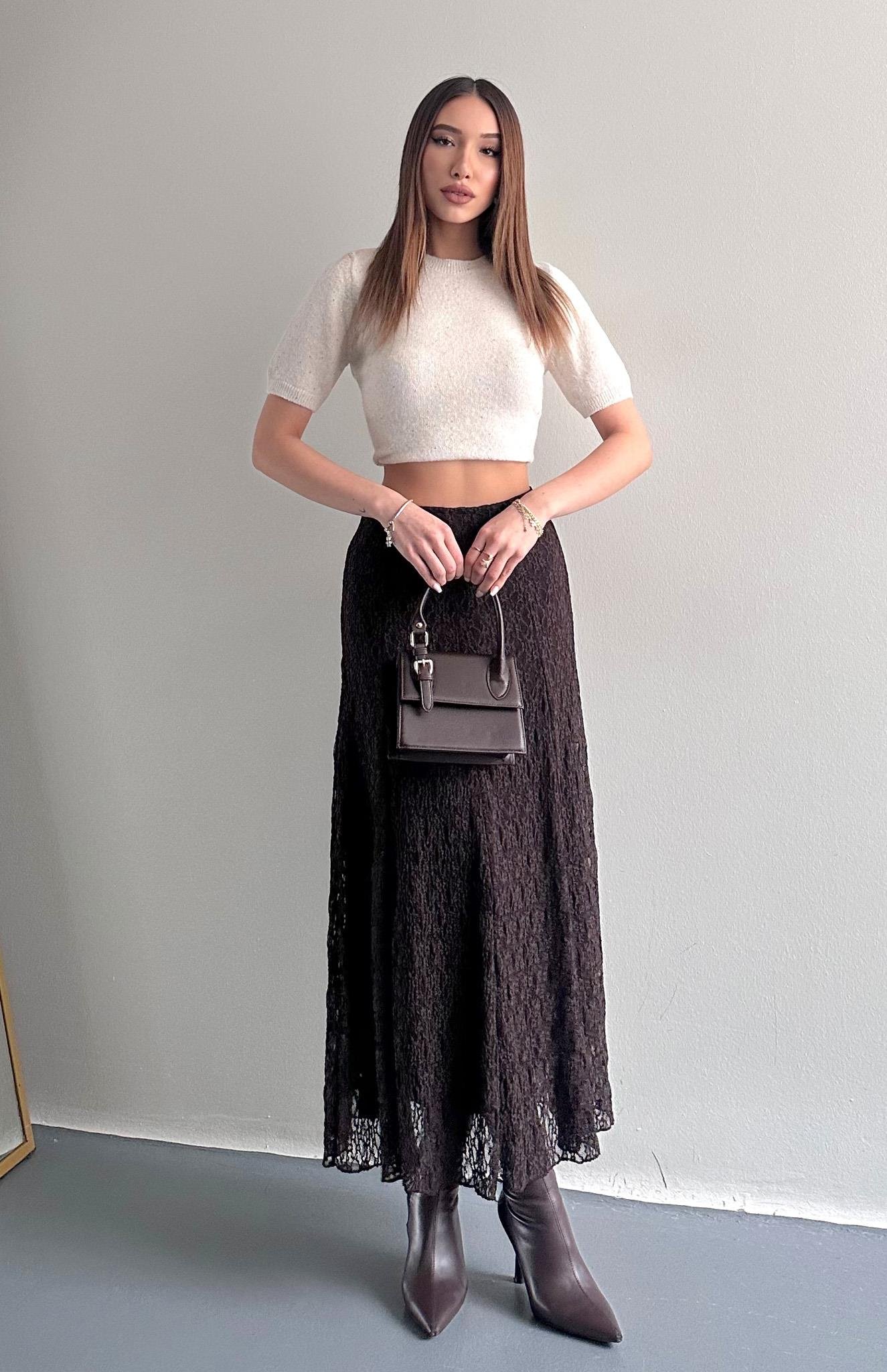 Dantel Etek KAHVERENGİ