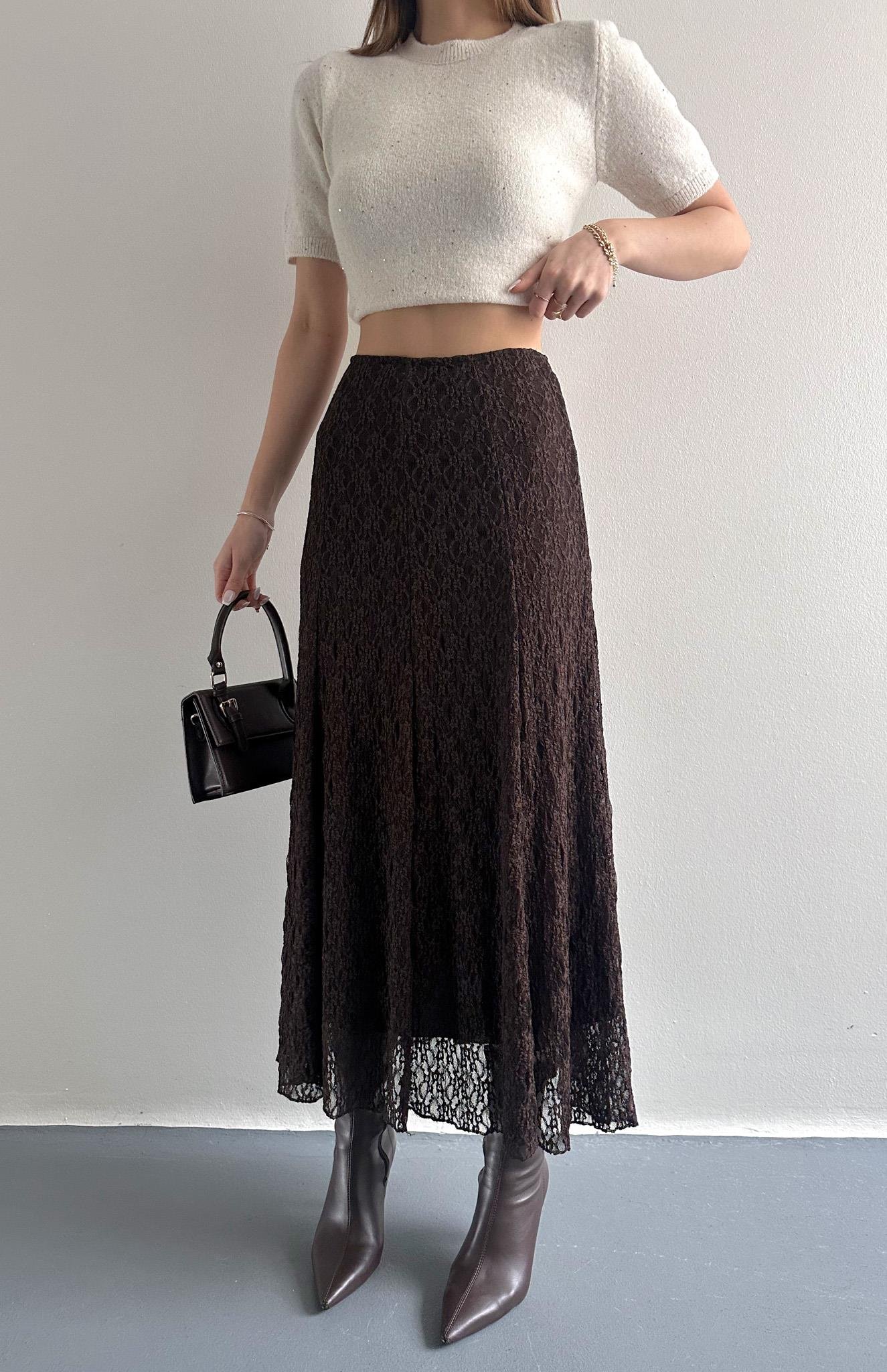 Dantel Etek KAHVERENGİ