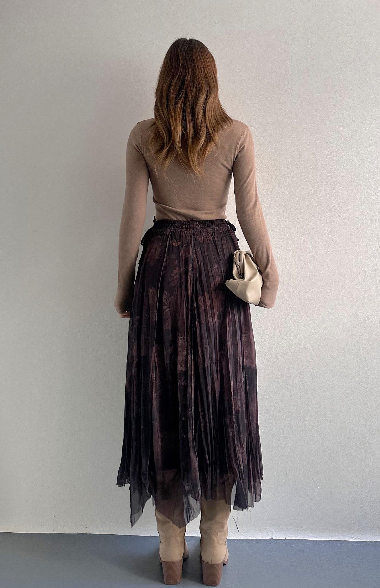 Desenli Elbise KAHVERENGİ