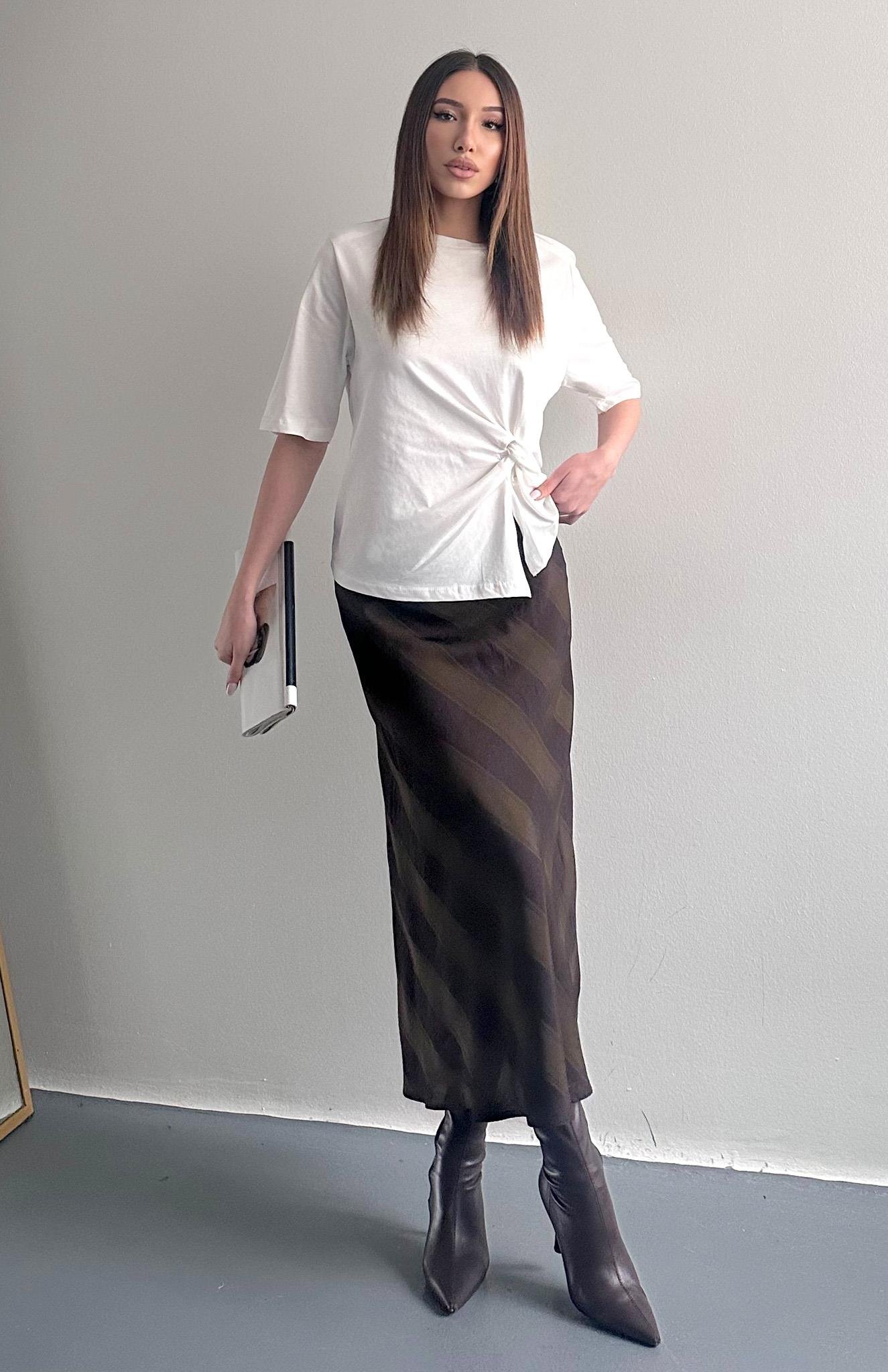 Ekose Desen Verev Etek HAKİ