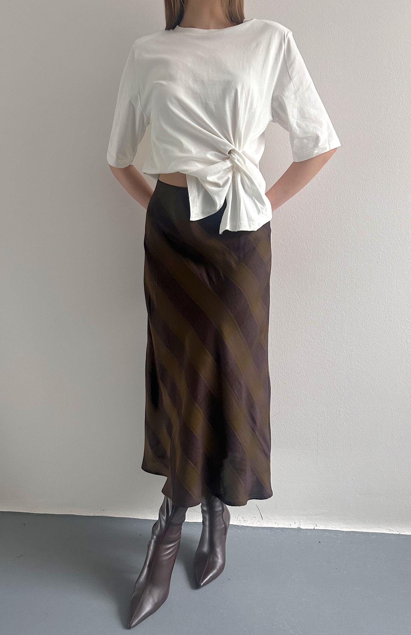 Ekose Desen Verev Etek HAKİ