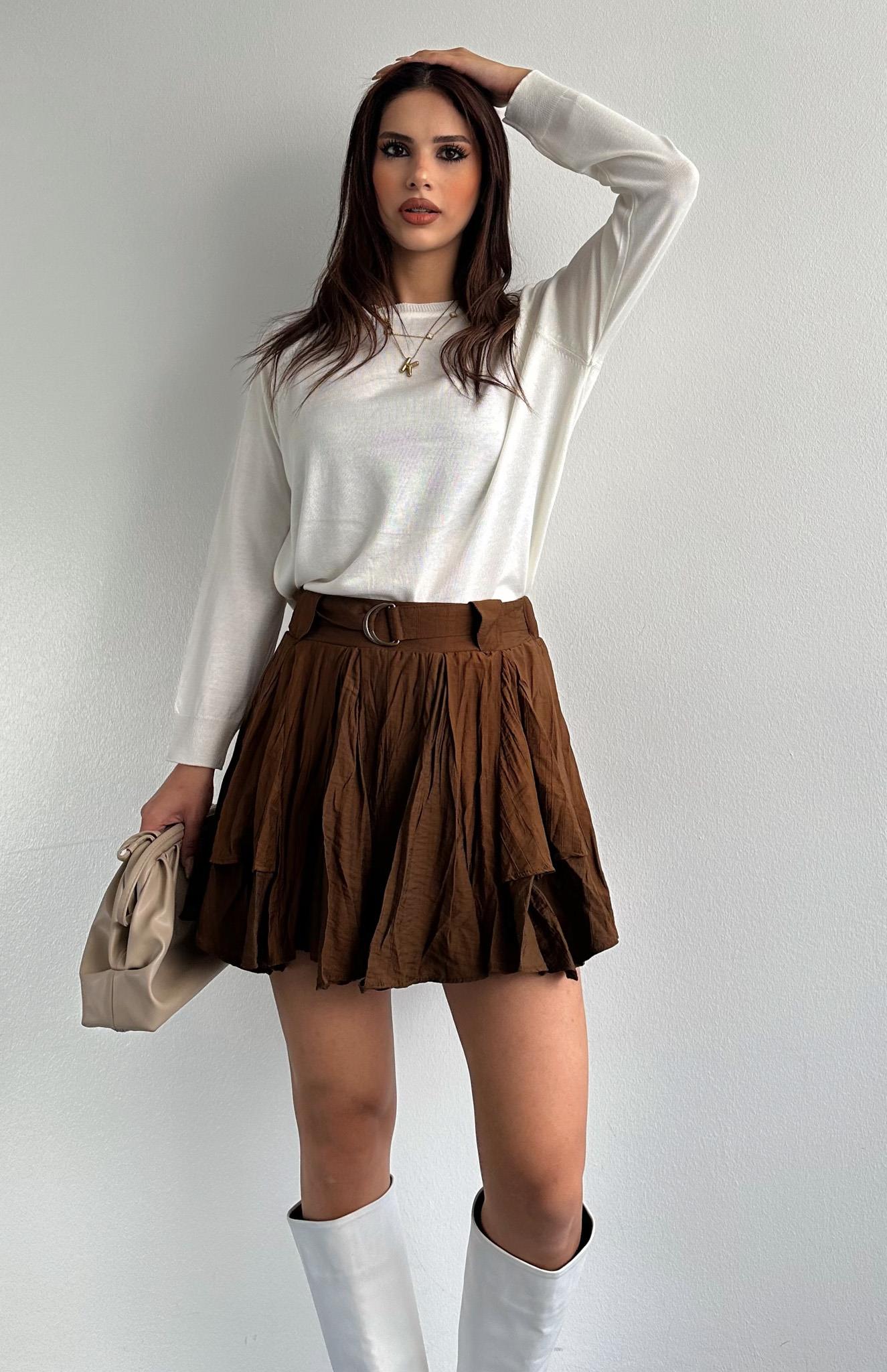 Kemerli Etek KAHVERENGİ