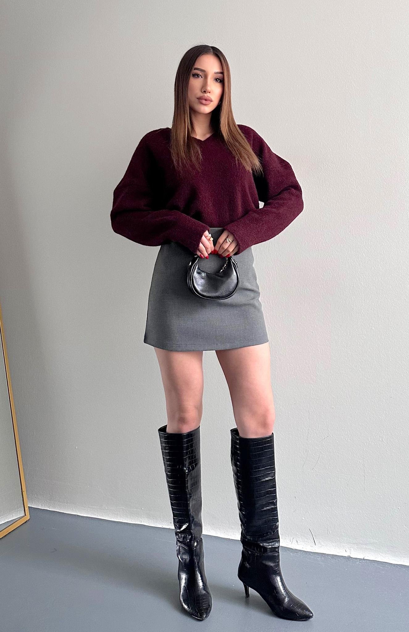 Klasik Düz Etek GRİ