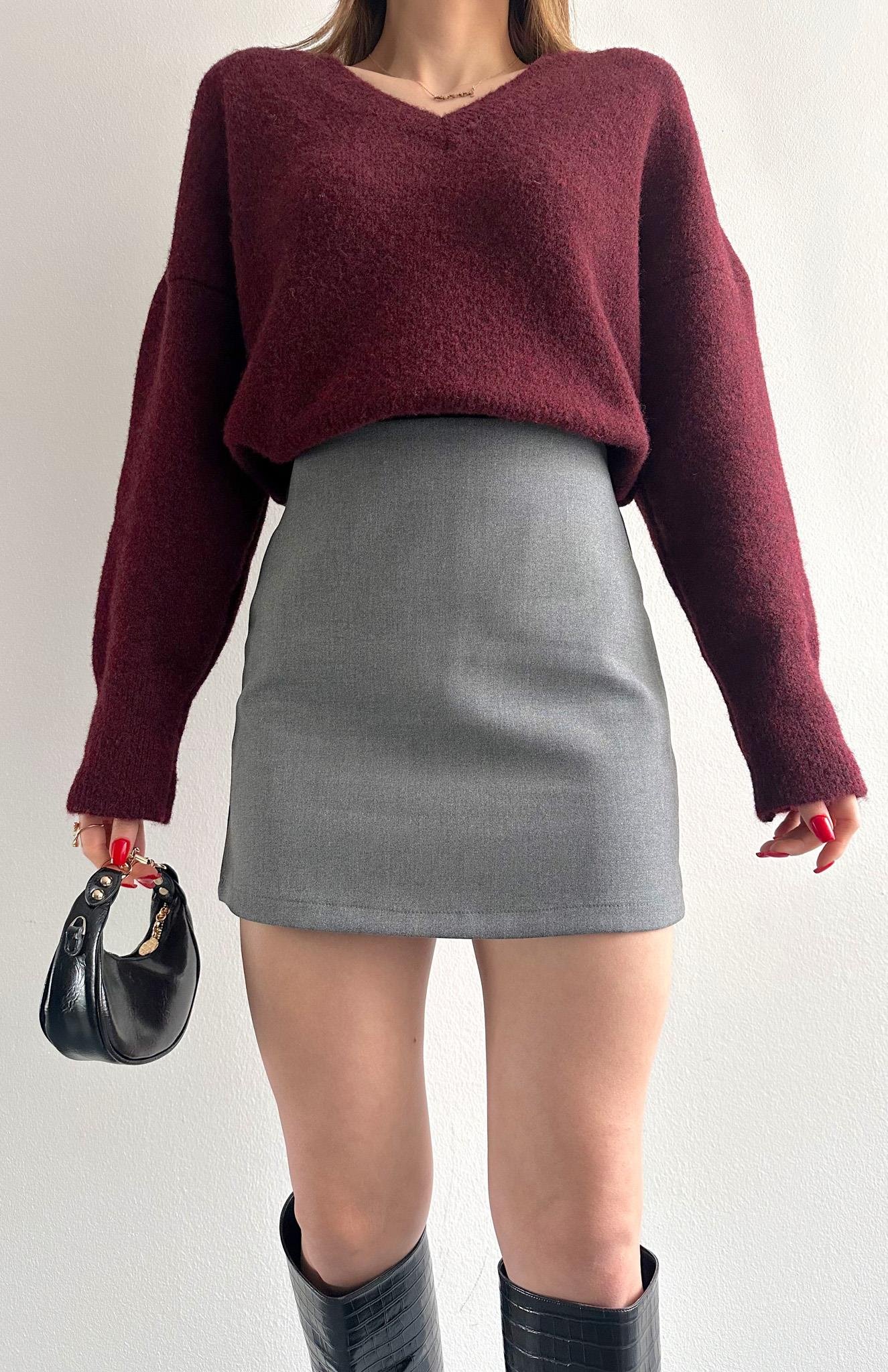 Klasik Düz Etek GRİ