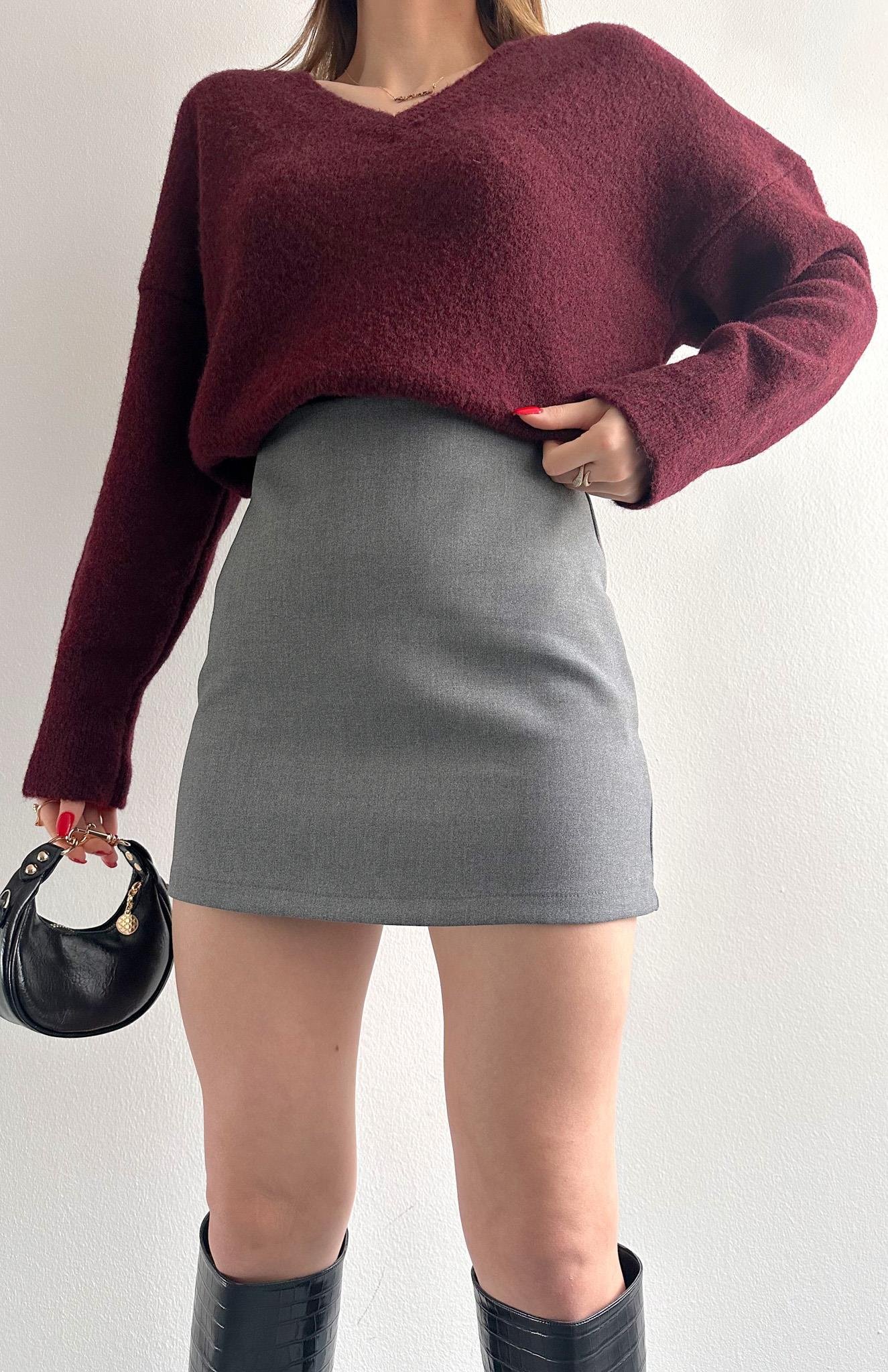 Klasik Düz Etek GRİ