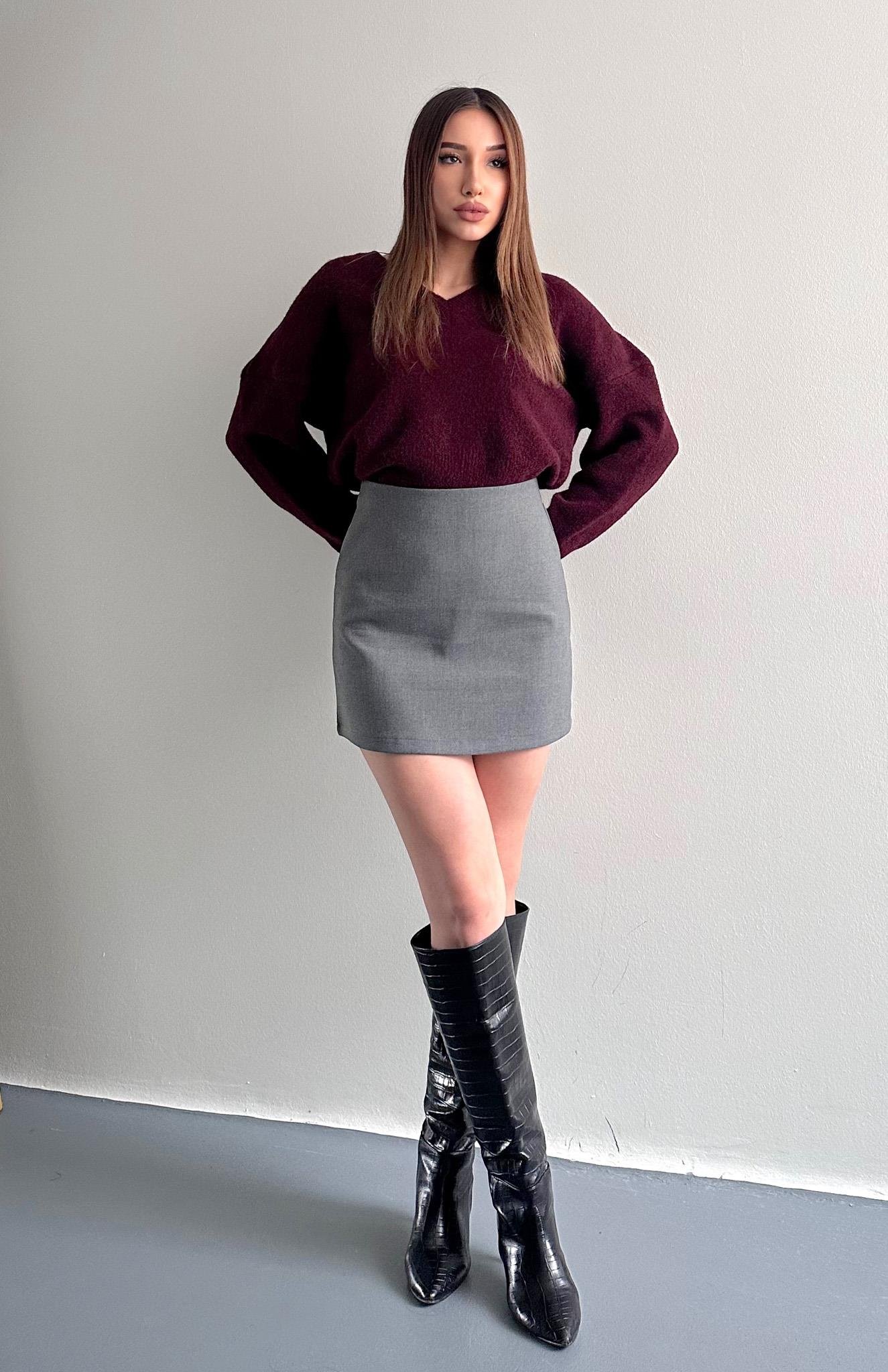 Klasik Düz Etek GRİ