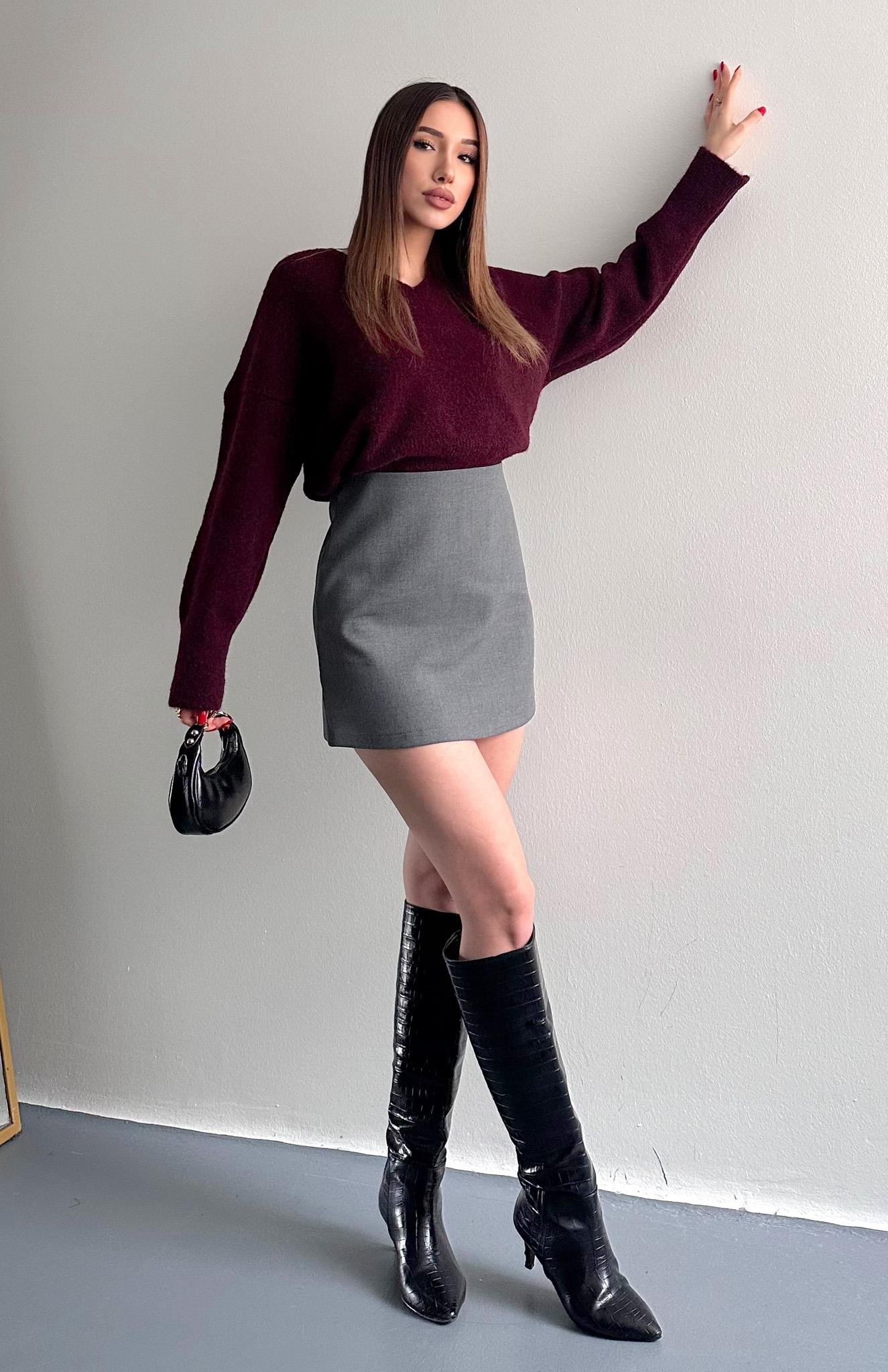 Klasik Düz Etek GRİ