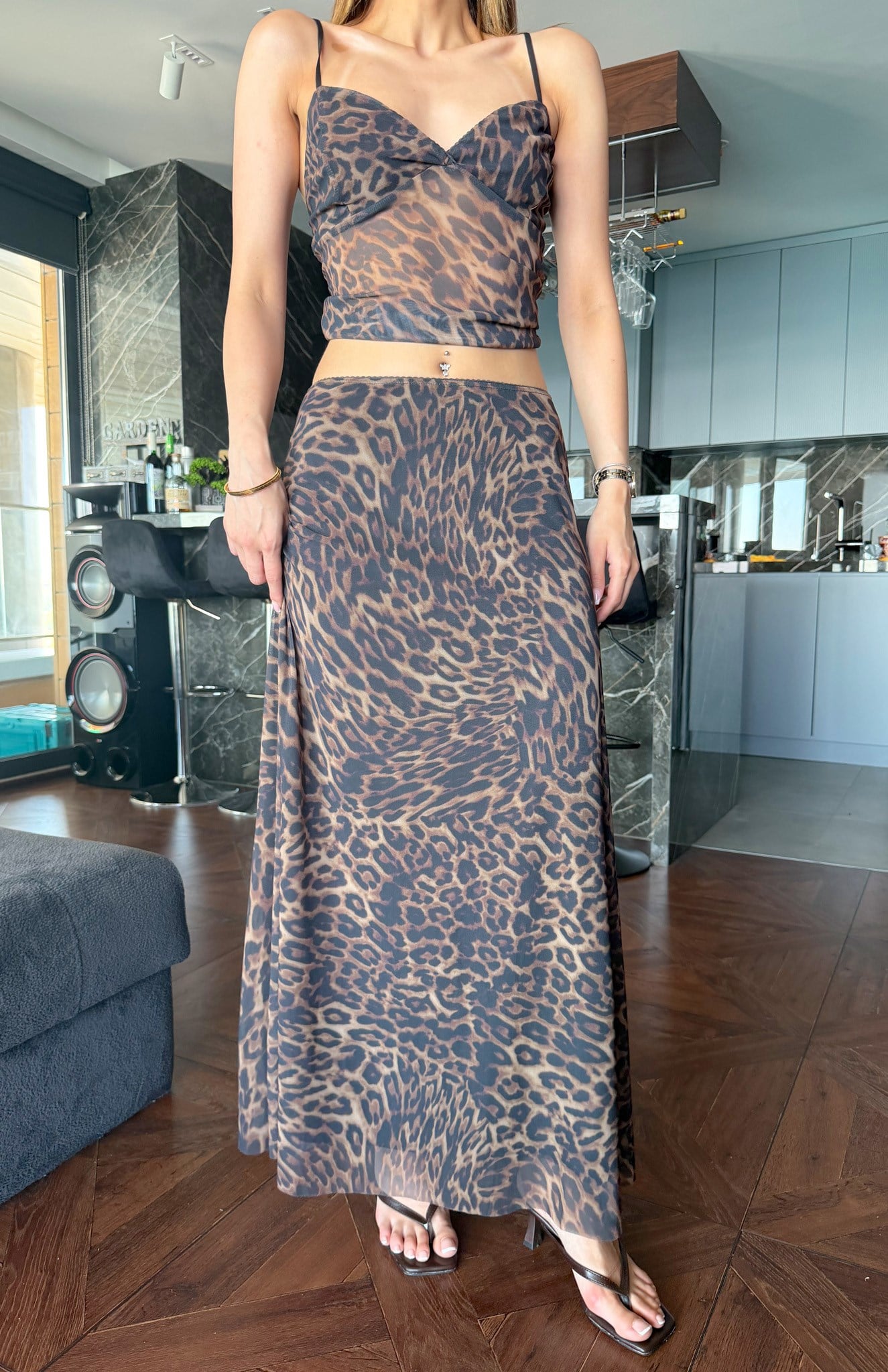 Leopar Desen Etek KAHVERENGİ