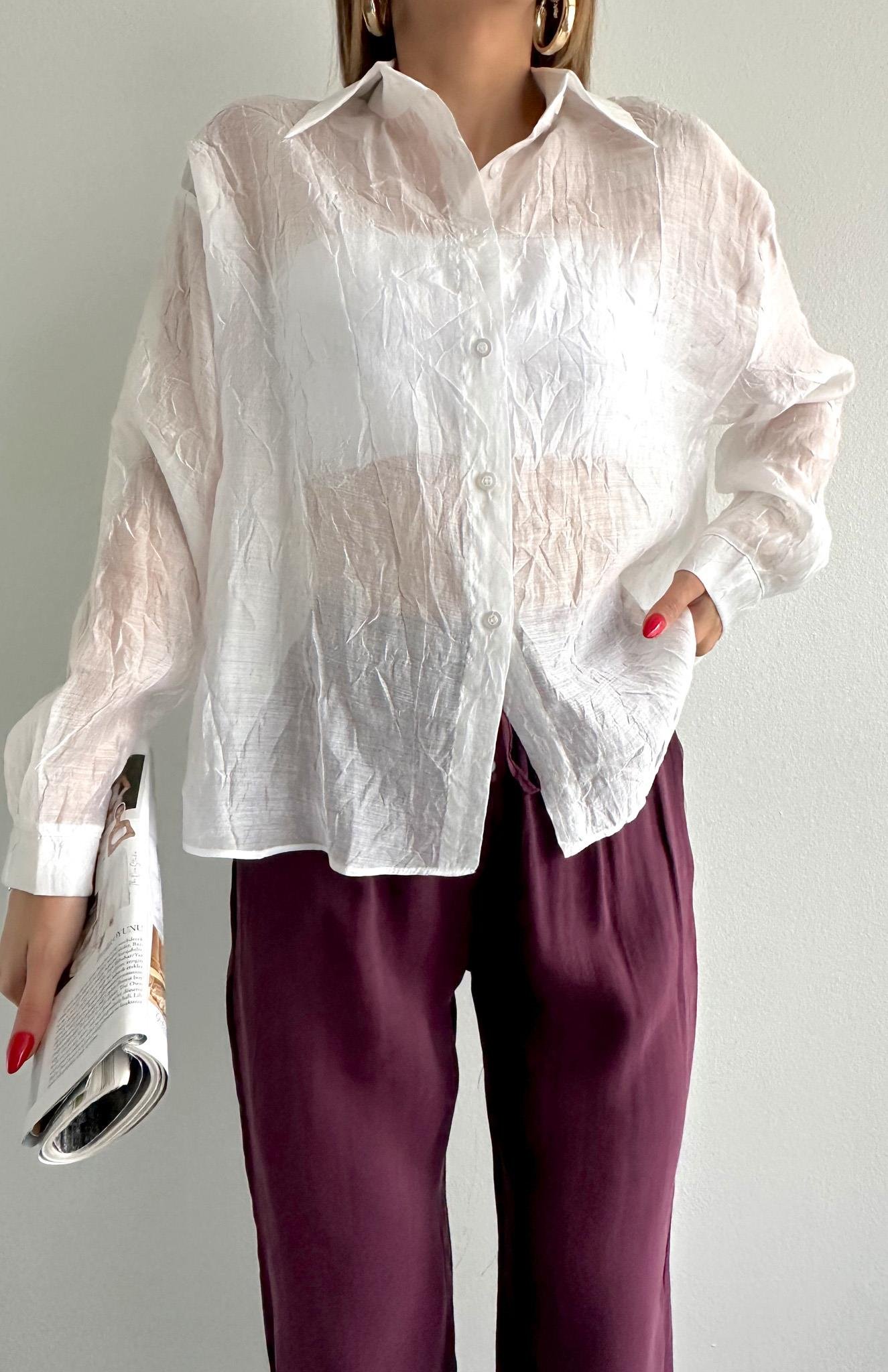 Bağlama Detaylı Gömlek EKRU