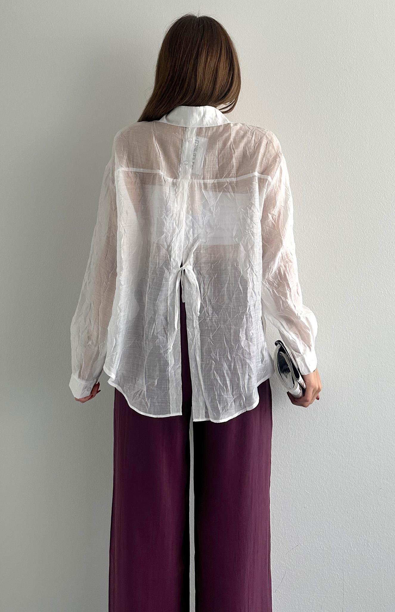 Bağlama Detaylı Gömlek EKRU