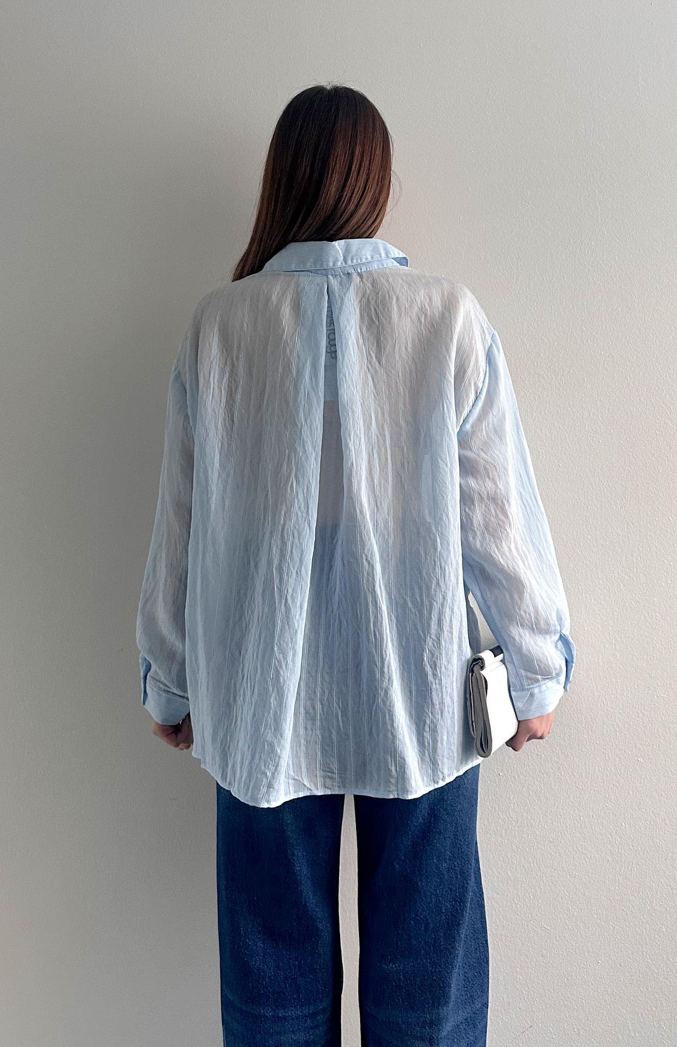 Cepli Oversize Dilara Gömlek MAVİ