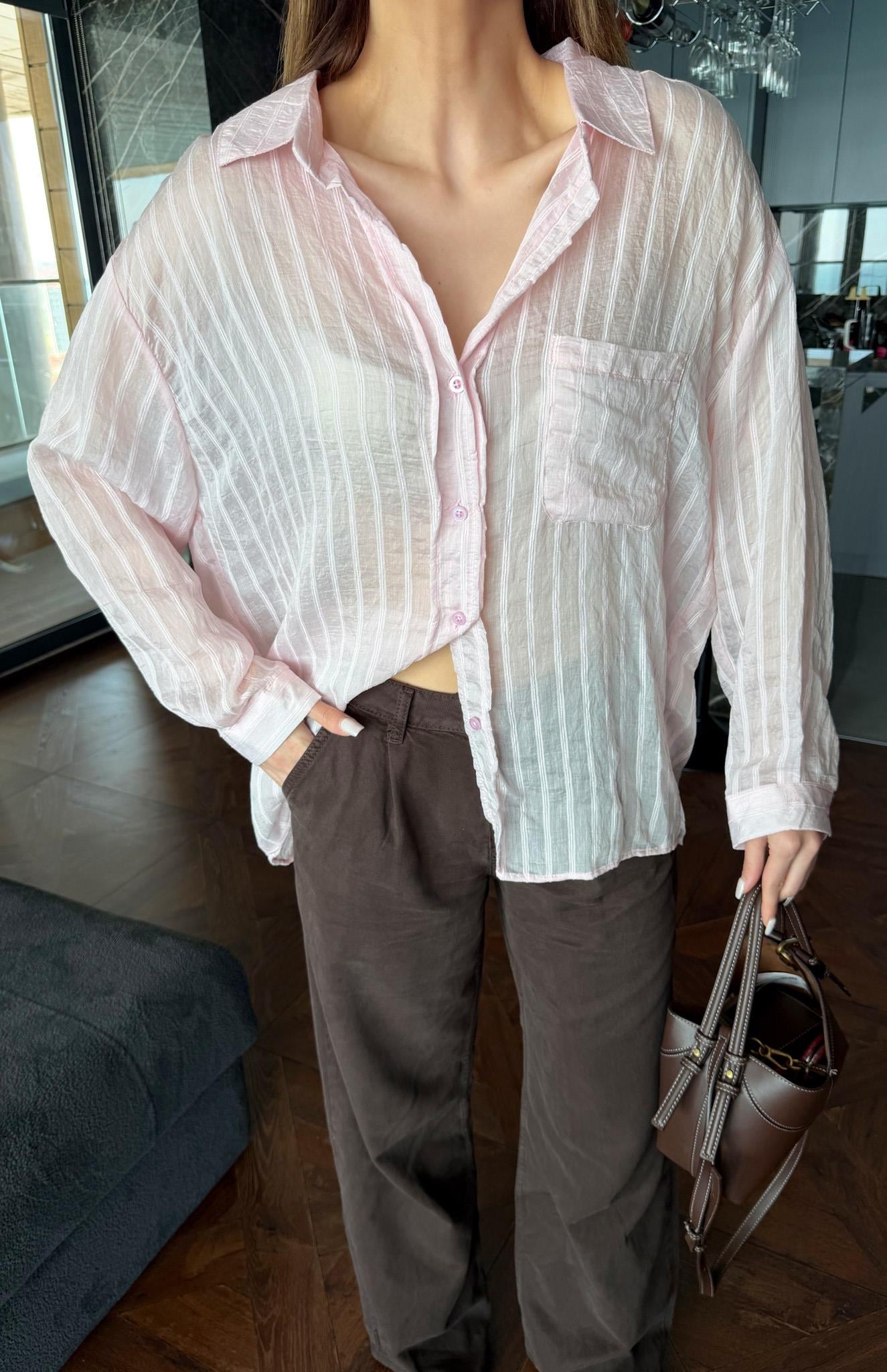 Cepli Oversize Dilara Gömlek PEMBE