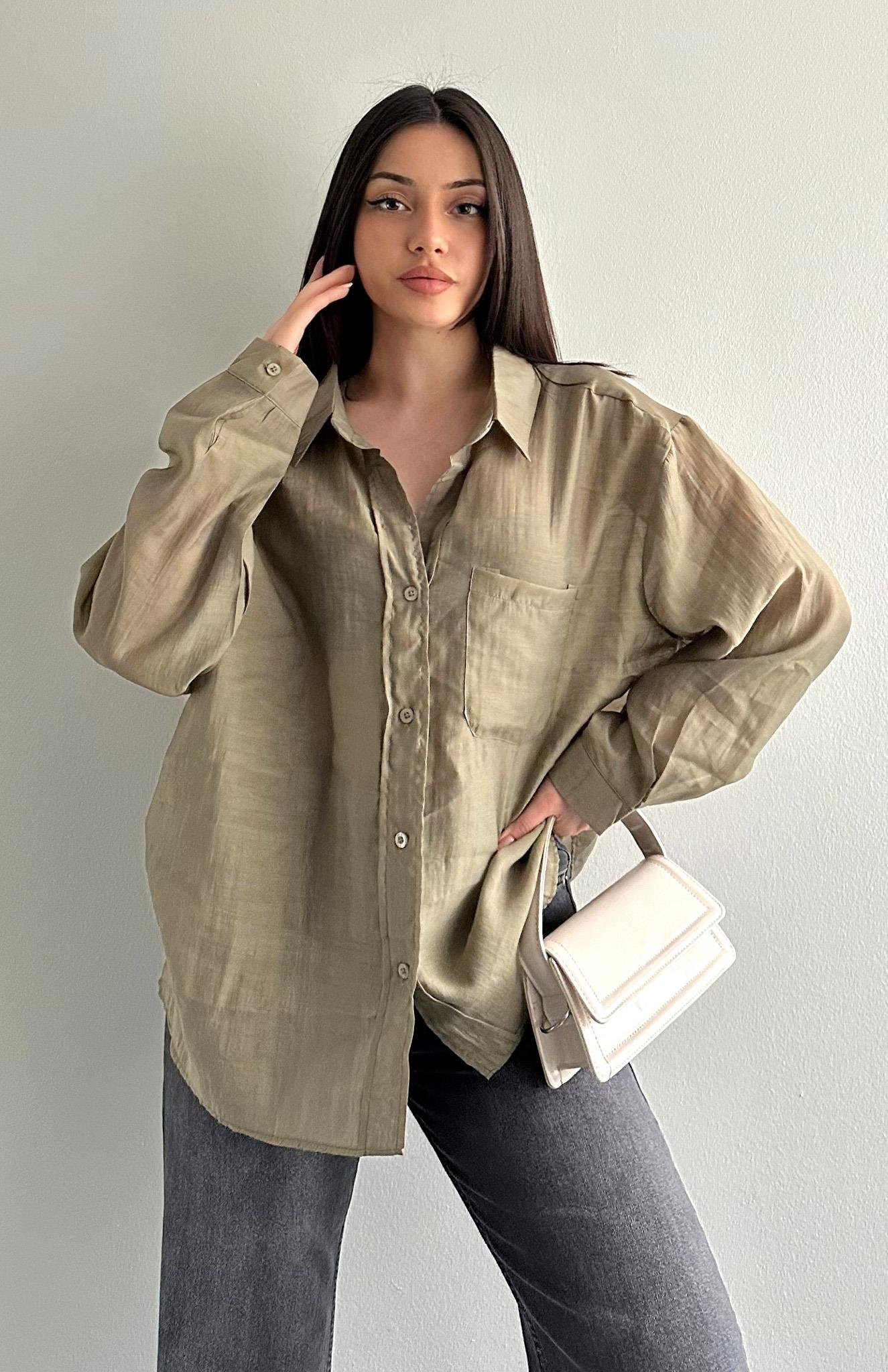 Cepli Oversize Gömlek HAKİ