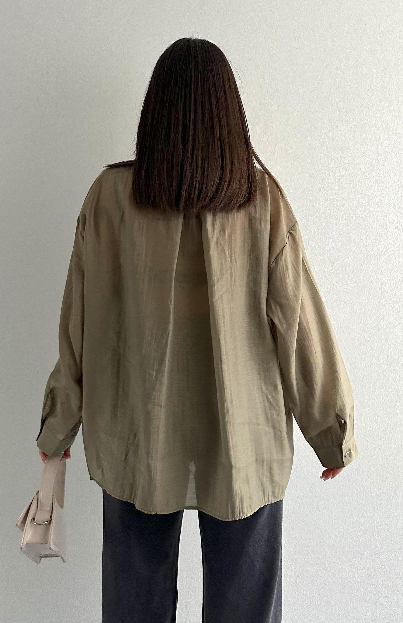 Cepli Oversize Gömlek HAKİ