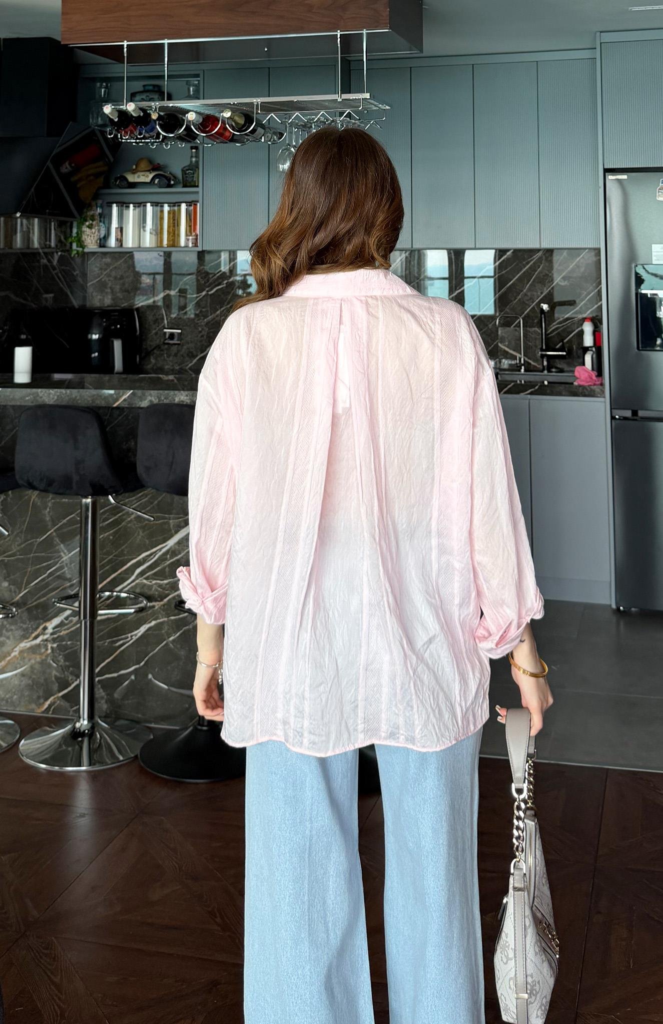 Cepli Oversize Gömlek PEMBE