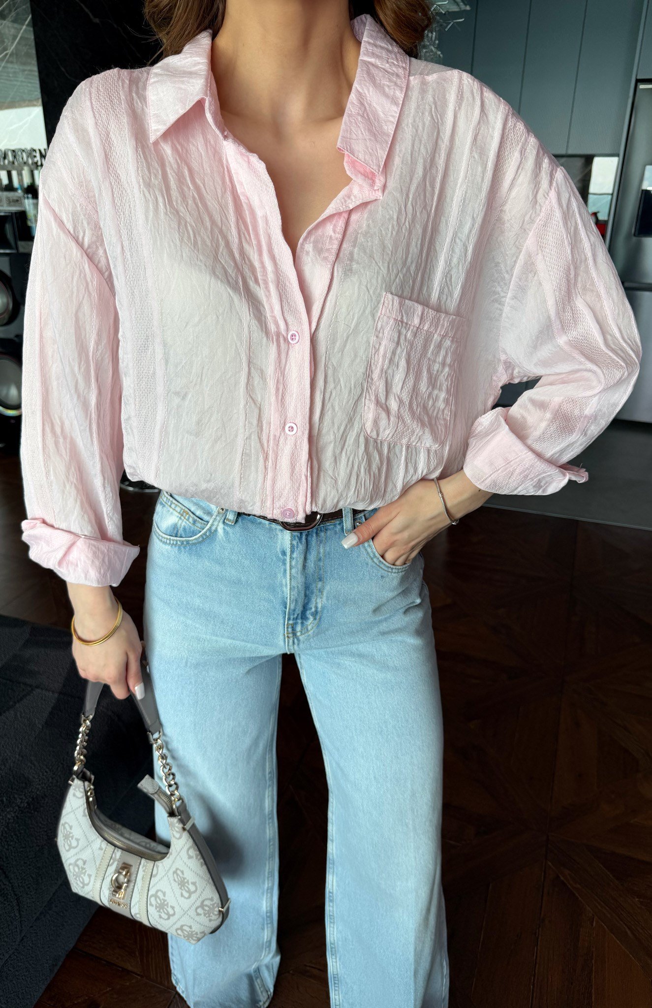 Cepli Oversize Gömlek PEMBE