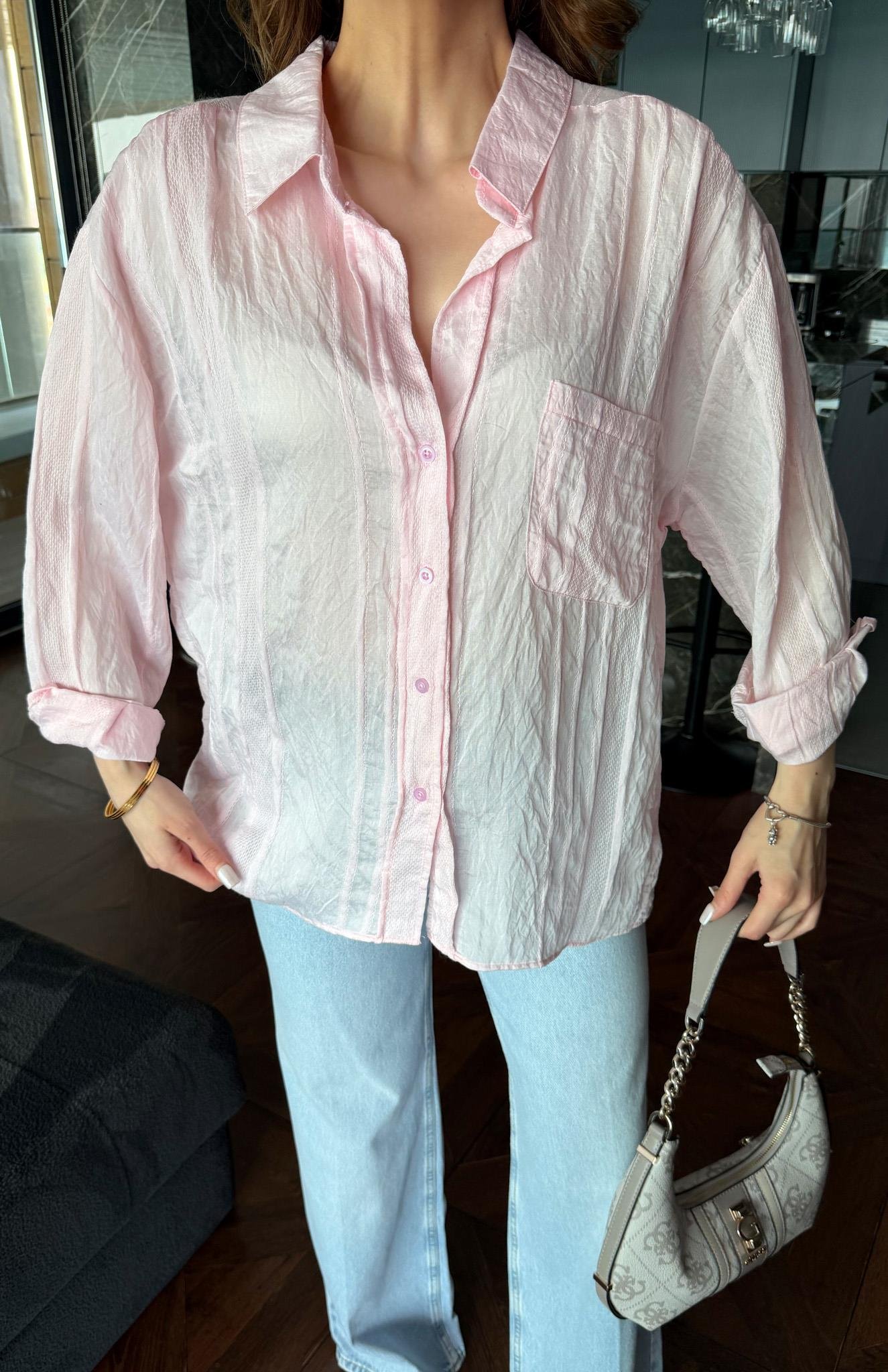 Cepli Oversize Gömlek PEMBE