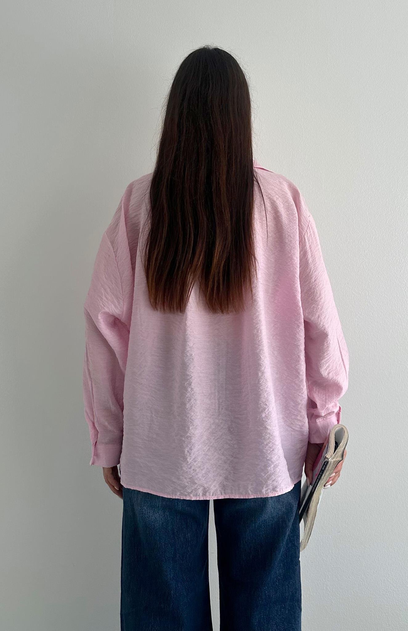 Cepli Oversize Gömlek PEMBE